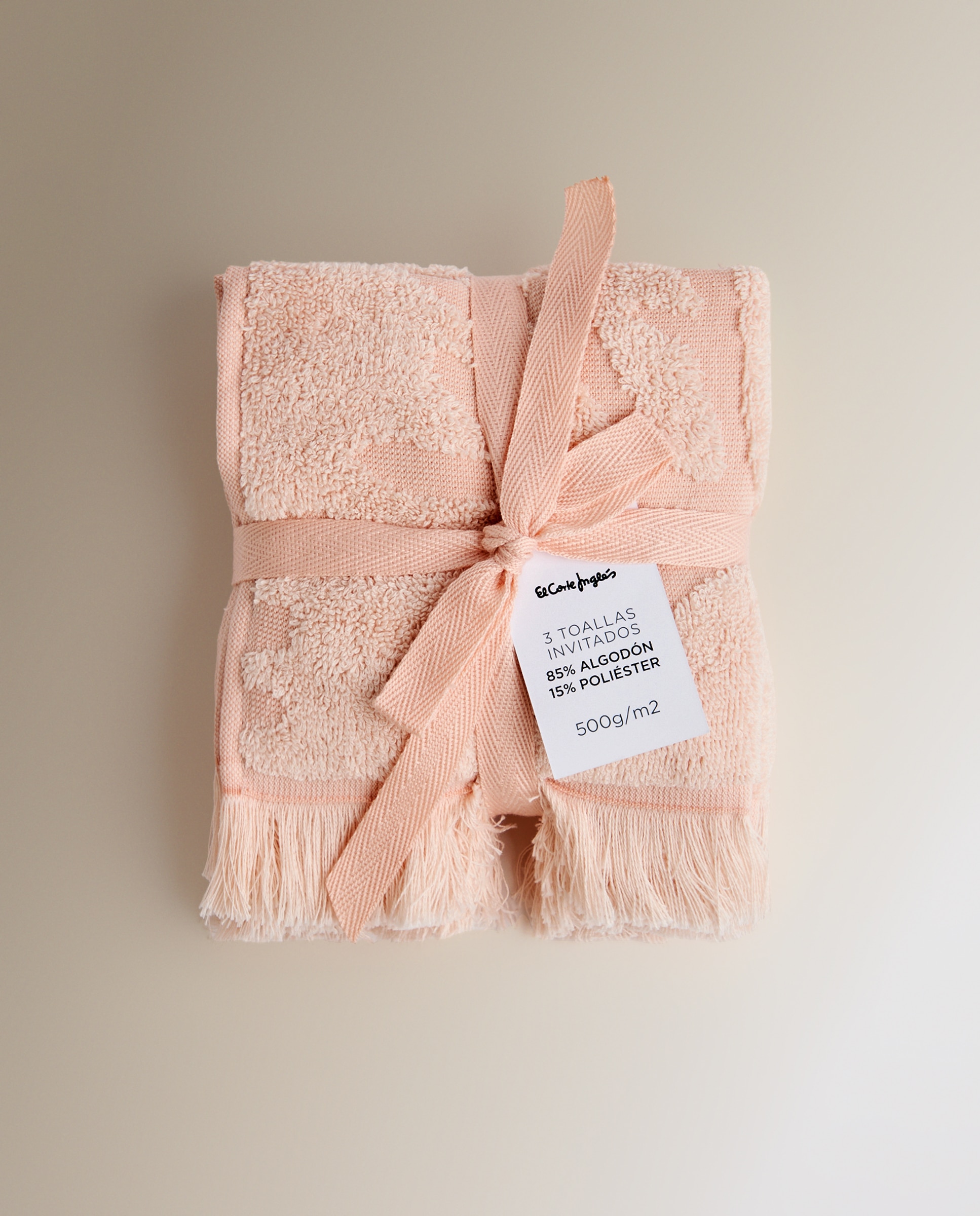 Conjunto de 3 Toalhas de Bidé de Algodão 500 g/m2 Mare Salmão-6