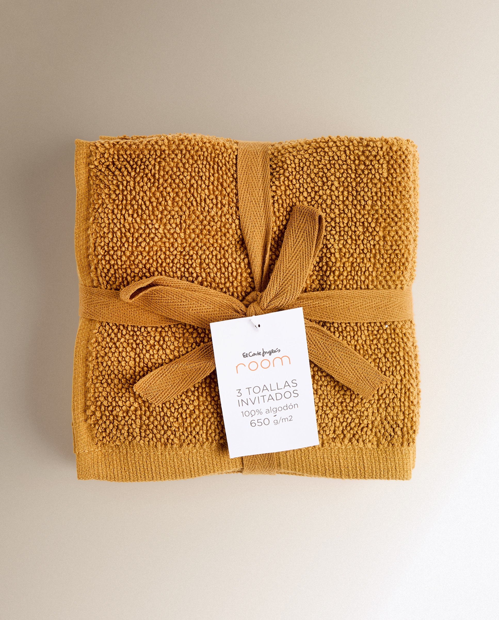 Conjunto de 3 Toalhas de Bidé de Algodão 650 g/m2 Rice Mostarda-5