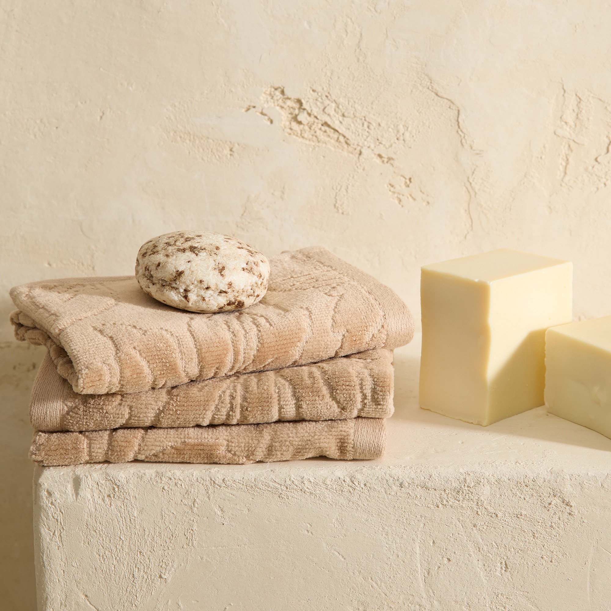 Conjunto de 3 Toalhas de Bidé de Algodão 480 g/m2 Kitami Bege-1