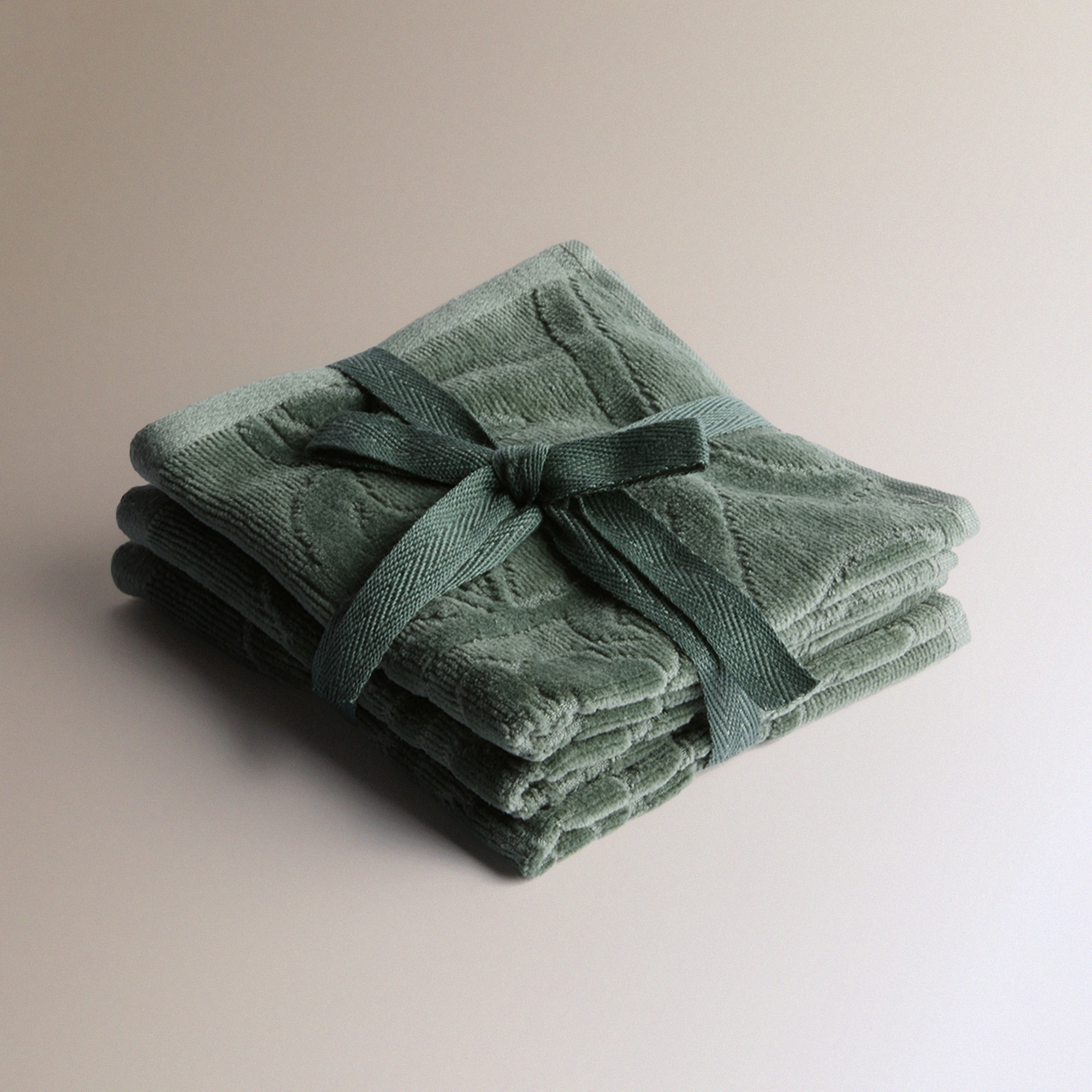 Conjunto de 3 Toalhas de Bidé de Algodão 480 g/m2 Kitami Verde-5