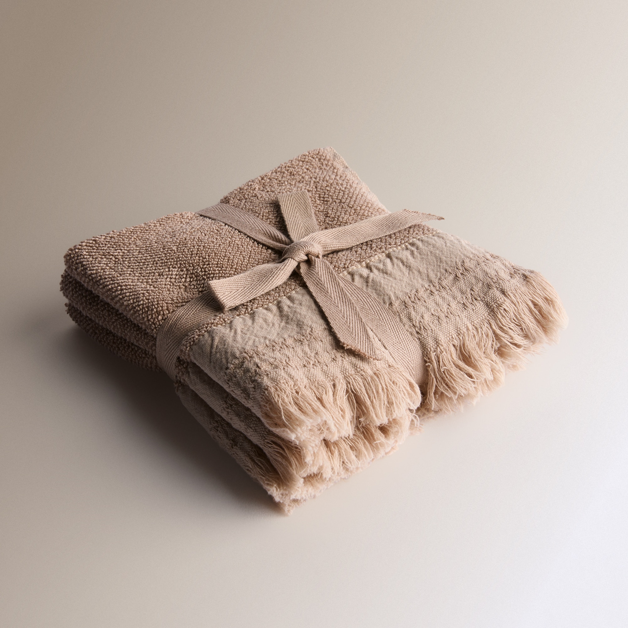 Conjunto de 3 Toalhas de Bidé de Algodão 480 g/m2 Banda Taupe-5