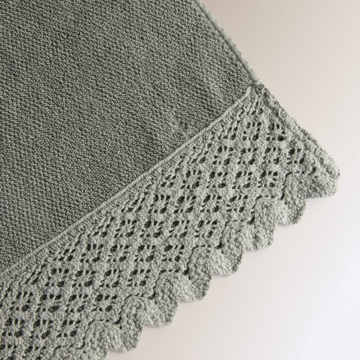 Toalha de banho de algodão 500 g/m2 Crochet Verde-3