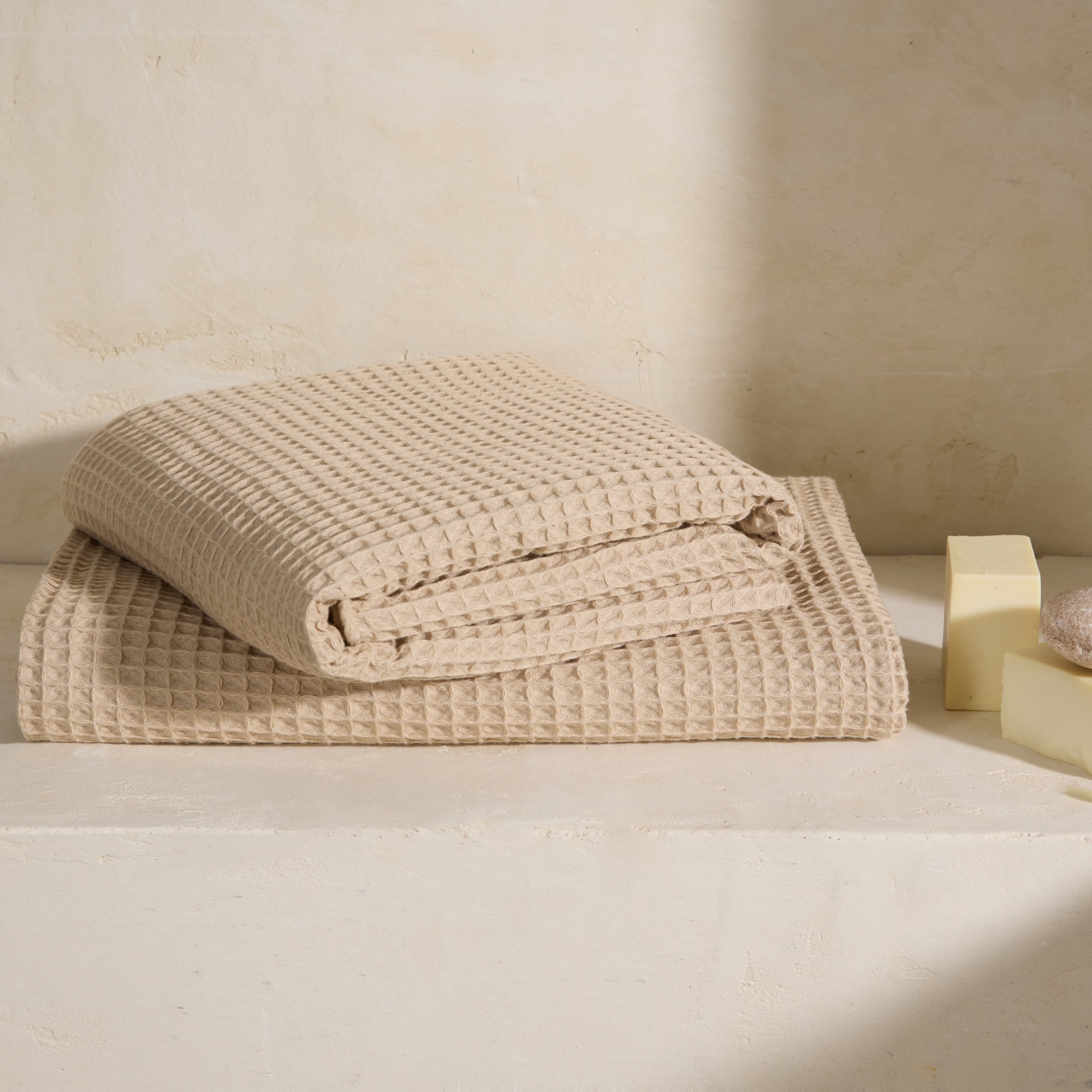 Set de 2 toallas algodón 320 gr/m2 Spa - Beige Tocador Beige-1