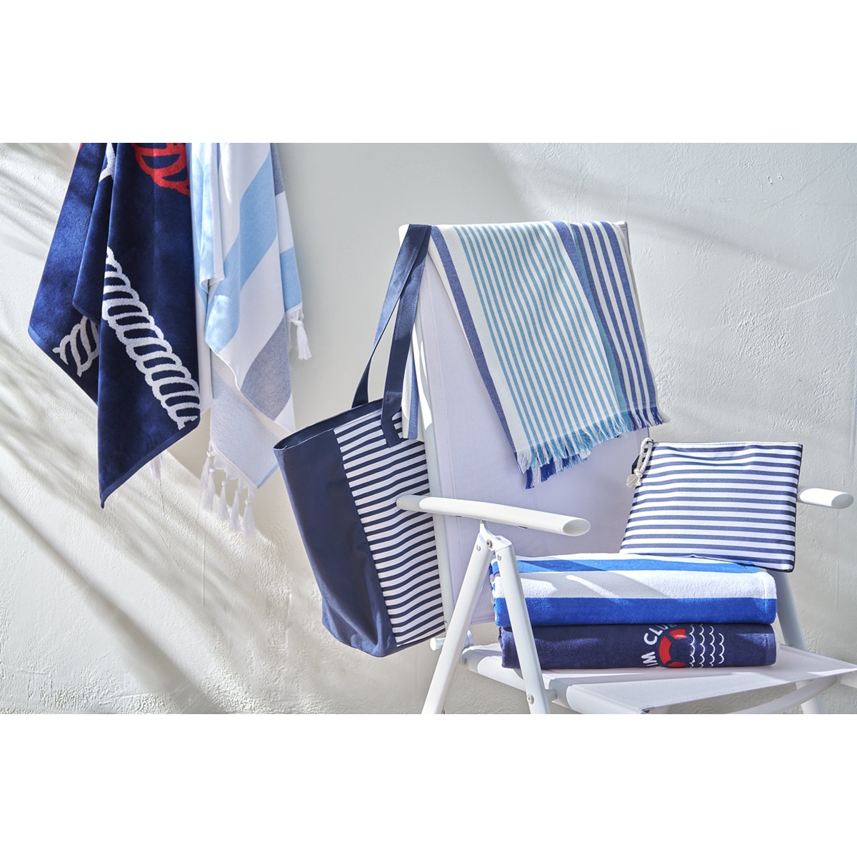 Toalla de playa algodón Biarritz Basics El Corte Inglés Azul-6