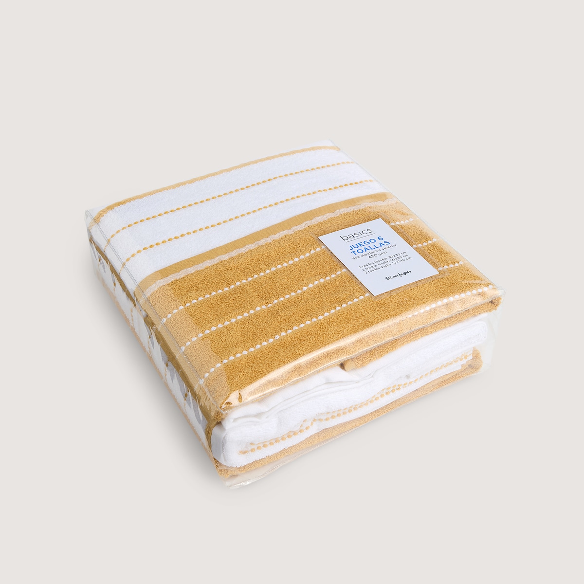 Juego de 6 toallas algodón 450 gr/m2 Islandia Basics El Corte Inglés Mostaza-6