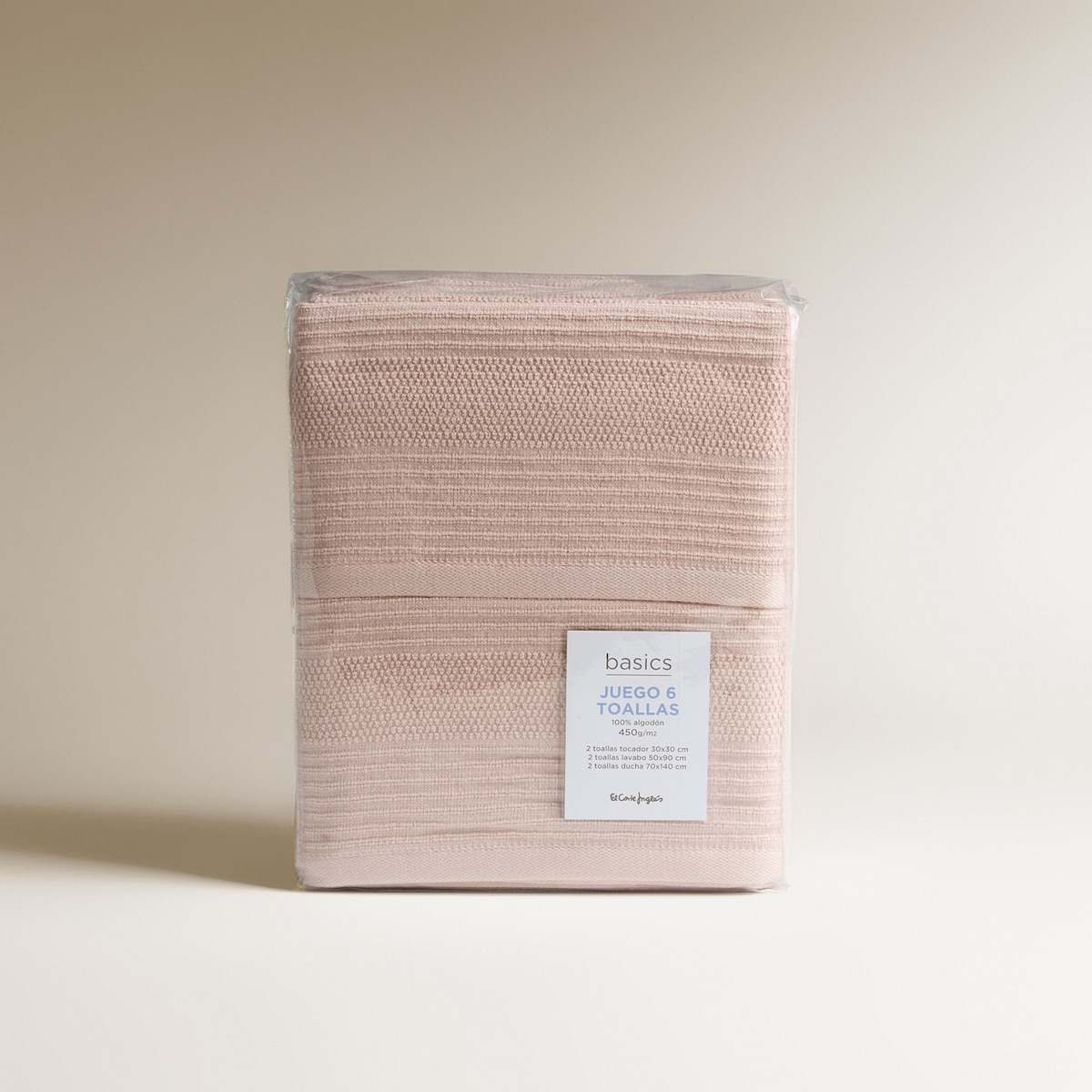 Juego de 6 toallas algodón 450 gr/m2 Cork Basics El Corte Inglés Rosa-5