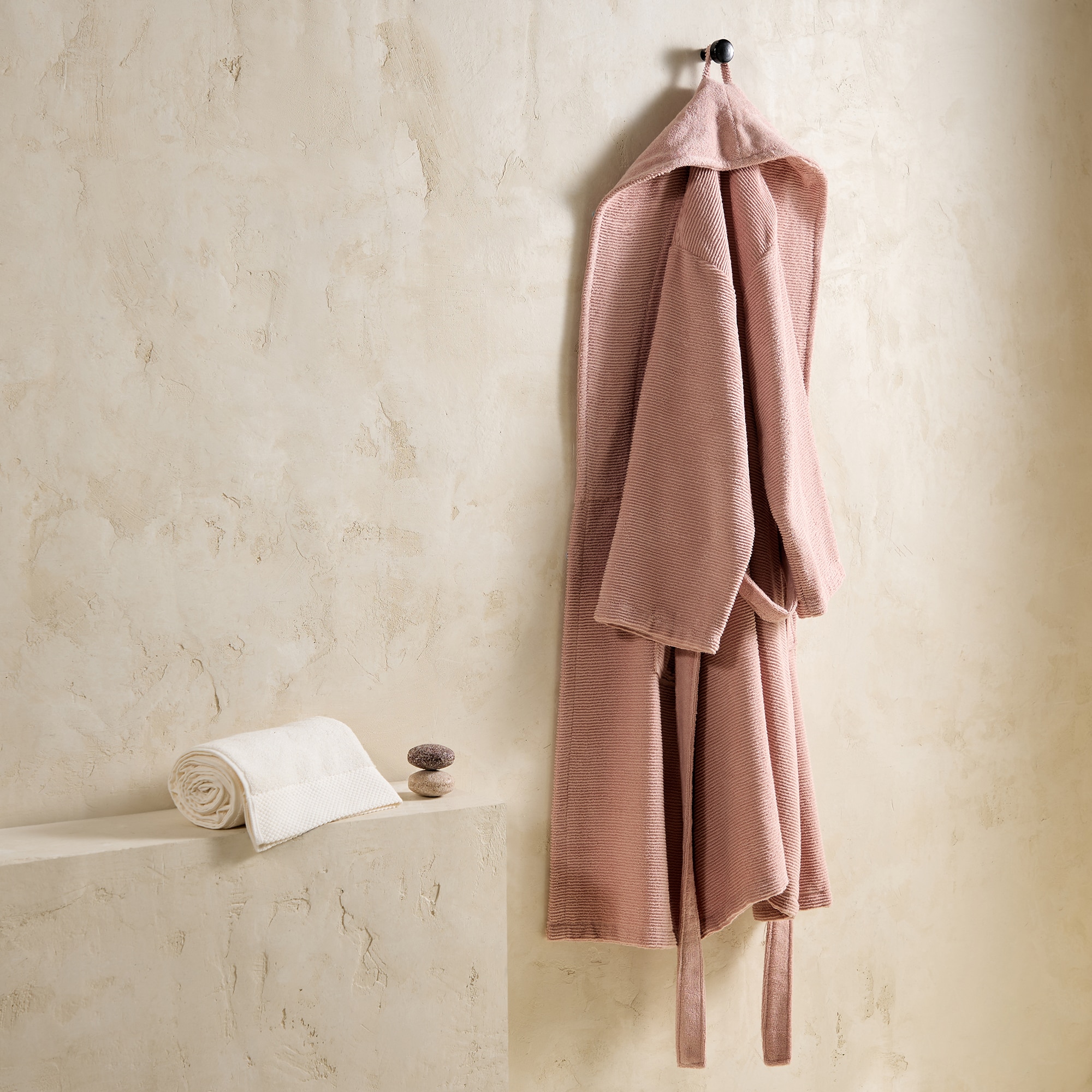 Albornoz algodón 350 gr/m2 Cozy - Rosa S-M Rosa-1