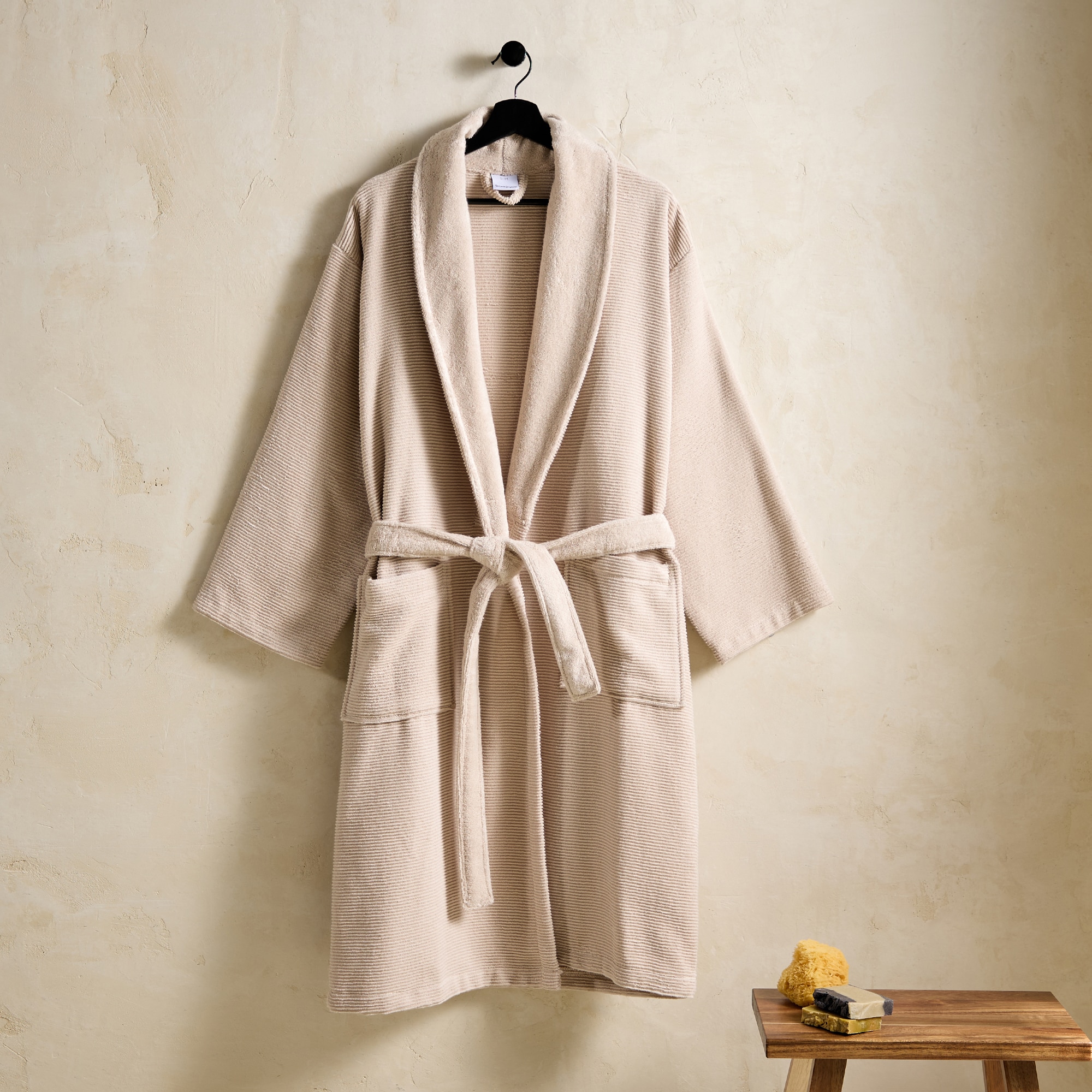 Albornoz algodón 350 gr/m2 Cozy - Beige S-M Beige-1