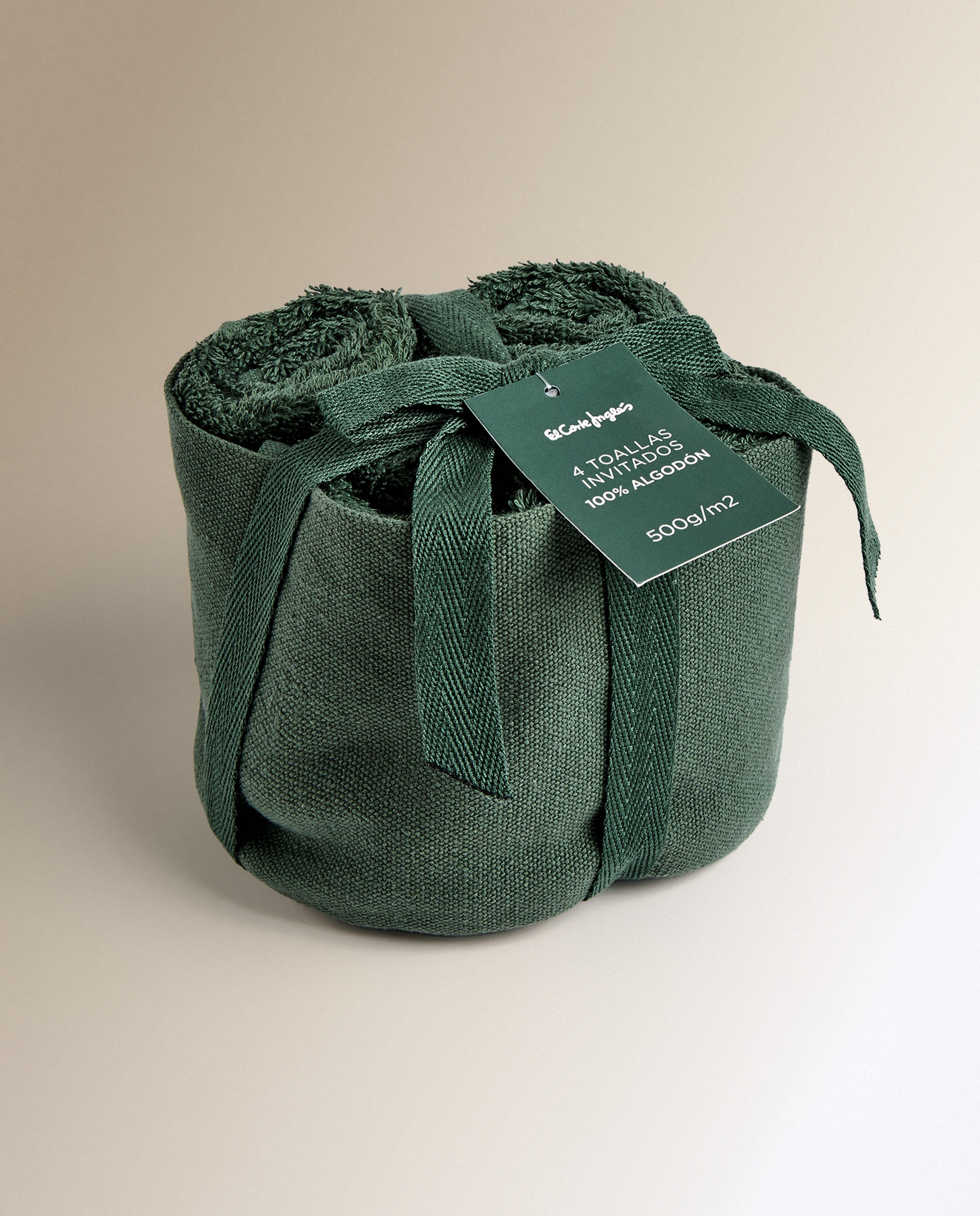 Conjunto de 4 Toalhas de Bidé e Cesta de Algodão 500 g/m2 Guest Verde-5