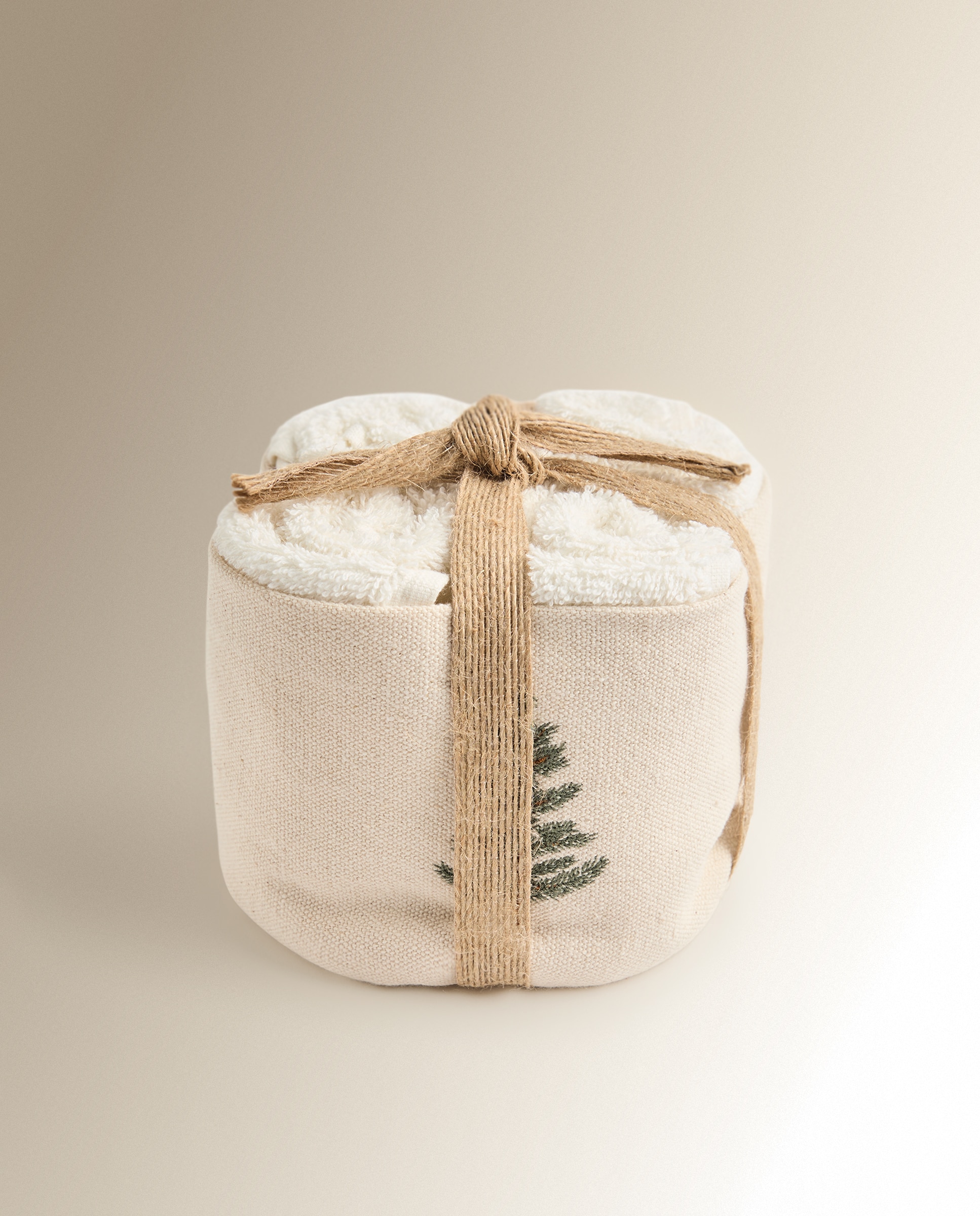 Conjunto de 4 Toalhas de Bidé e Cesta de Algodão 500 g/m2 Guest Acebo Bege-5