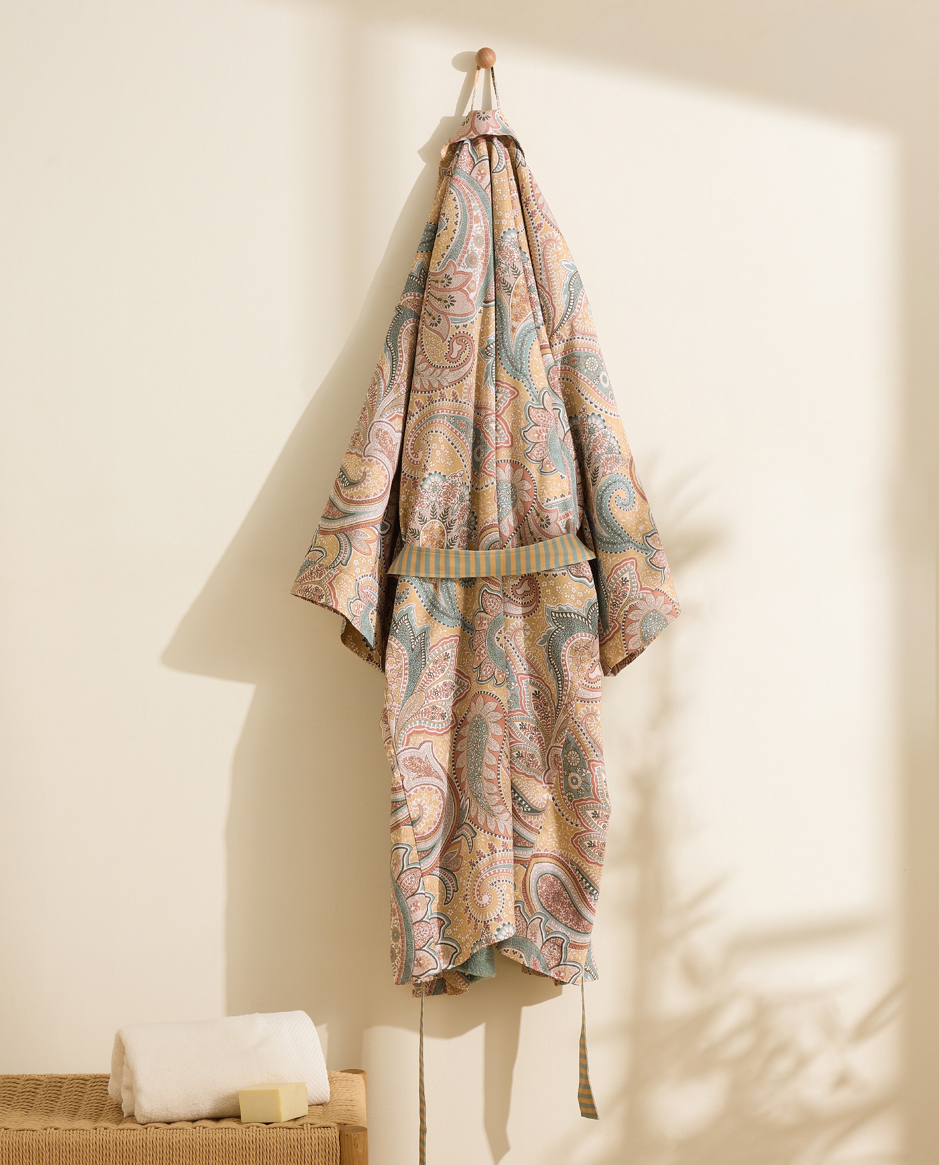 Imagen 0 de Albornoz kimono algodón 300 gr/m2 Paisley Mostaza