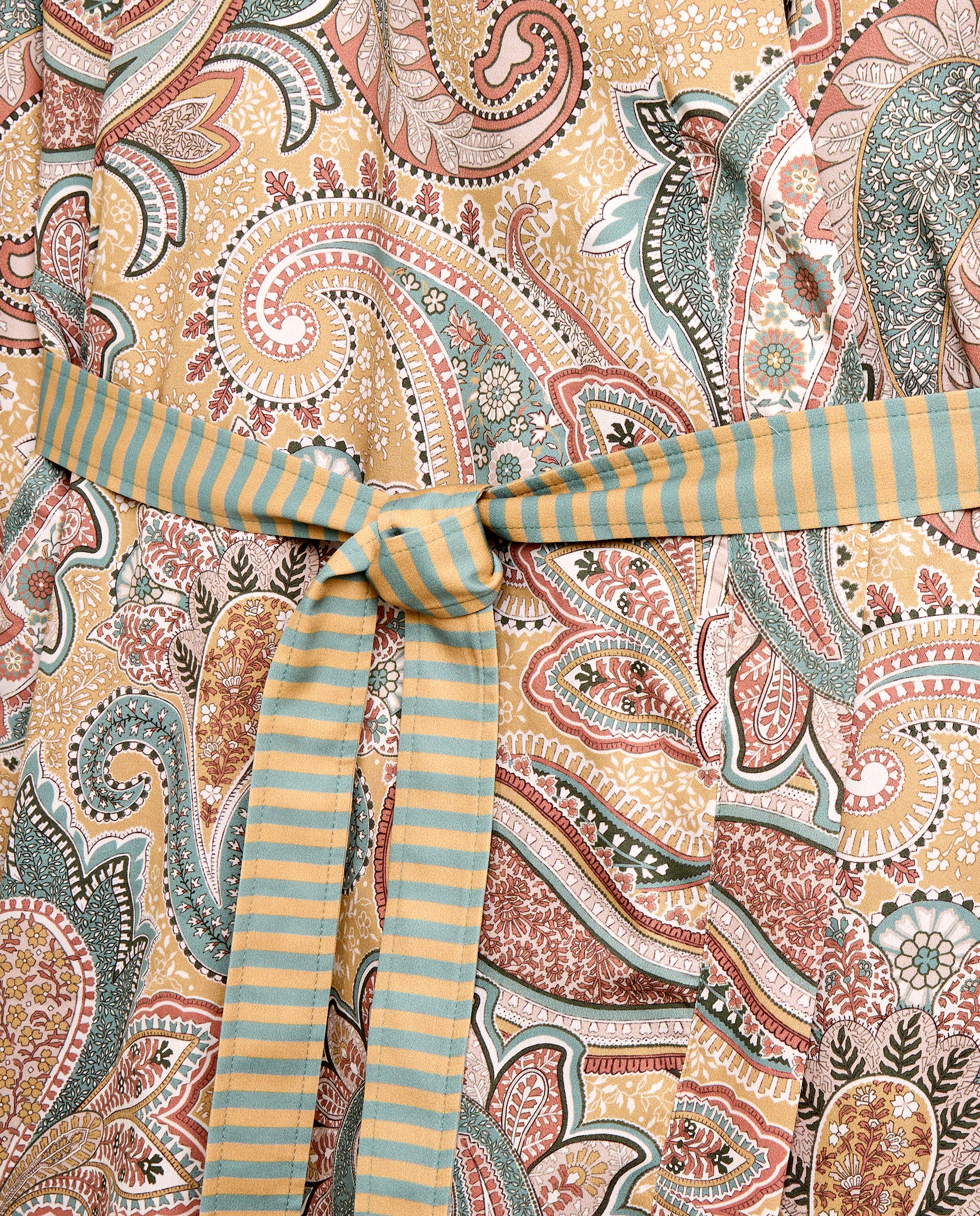 Albornoz kimono algodón 300 gr/m2 Paisley - Mostaza Talla única Mostaza-3