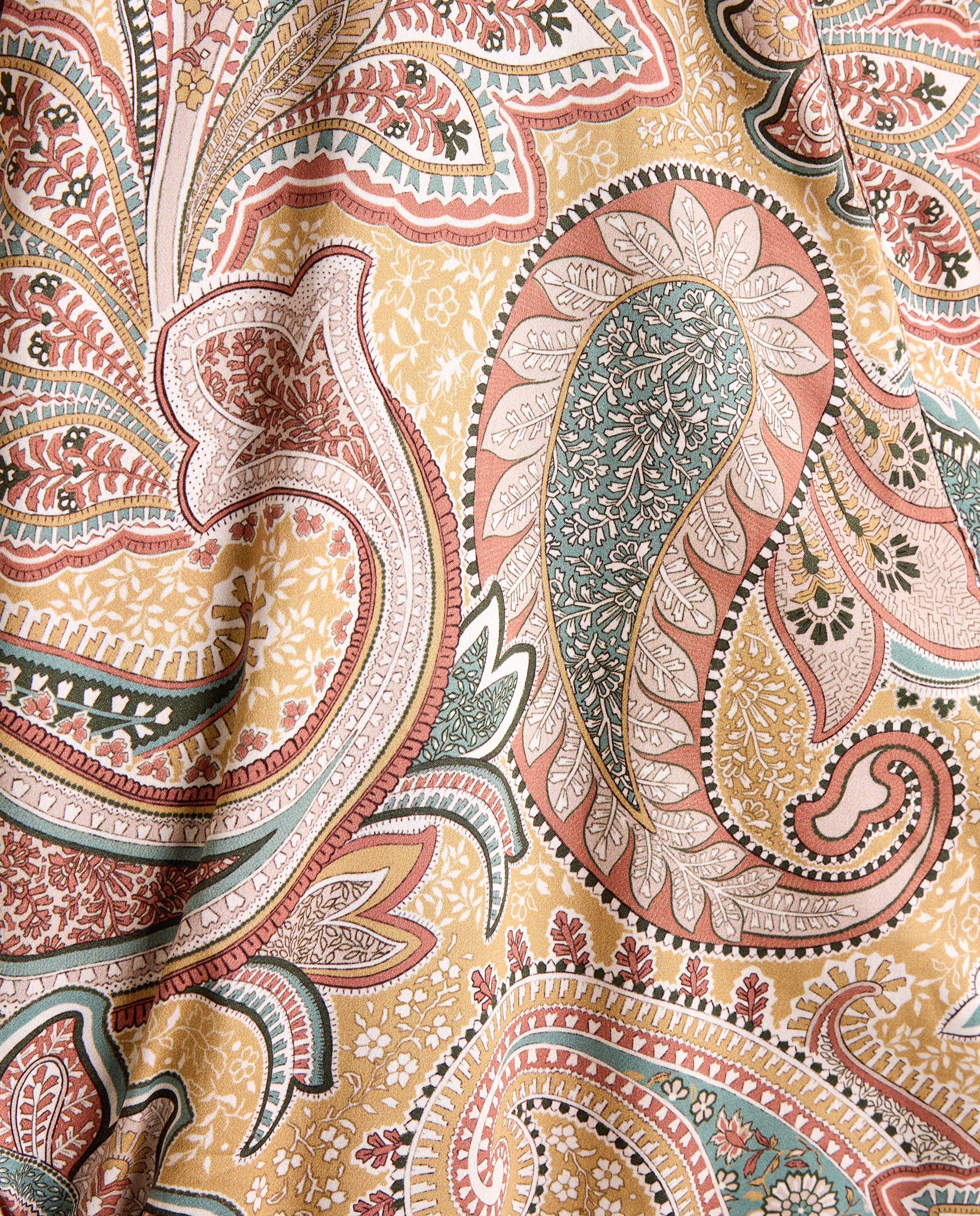 Albornoz kimono algodón 300 gr/m2 Paisley - Mostaza Talla única Mostaza-4