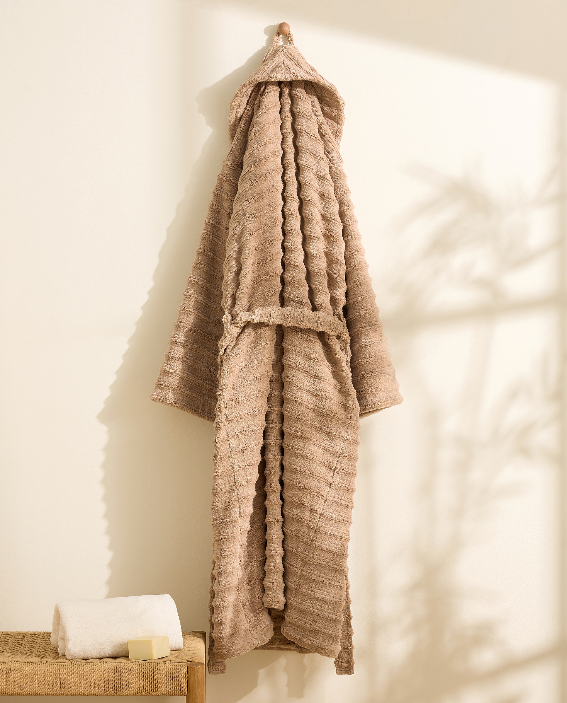 Albornoz kimono algodón 400 gr/m2 Clouds - Tostado S-M Tostado-1