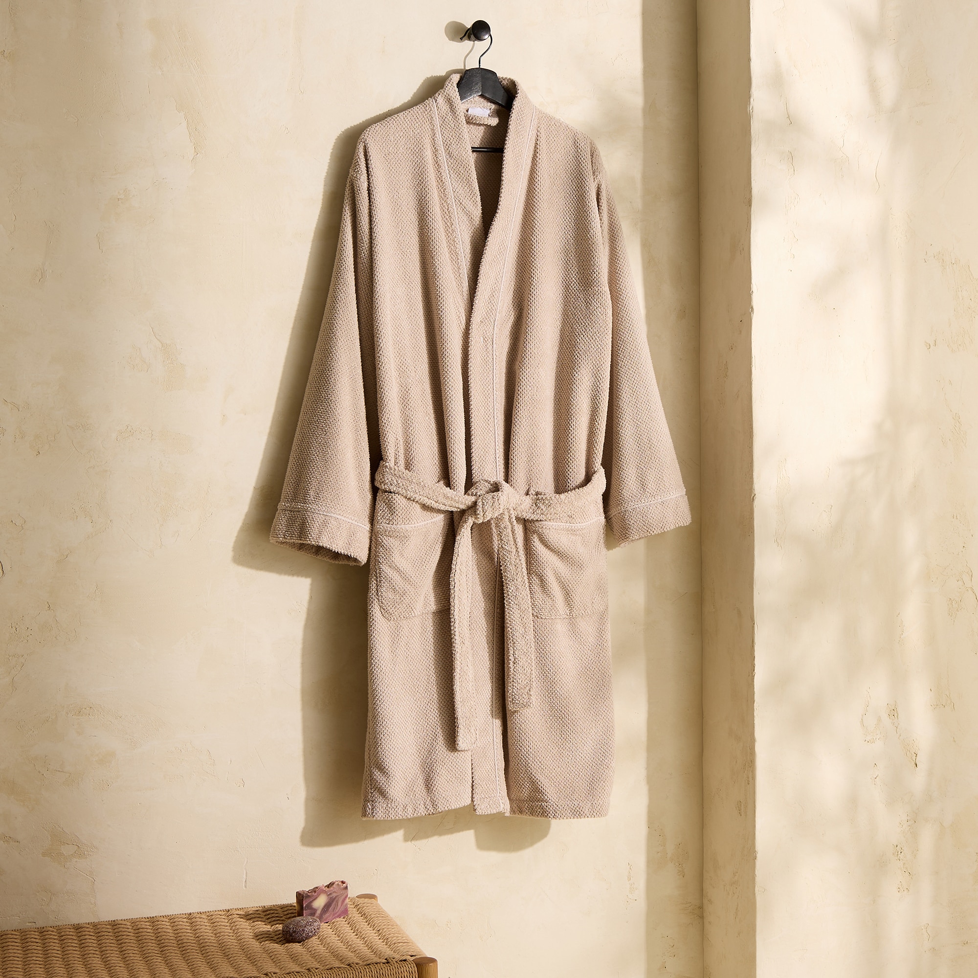 Albornoz kimono Unisex Bee Waffle Graccioza - Gris perla S Gris perla-1