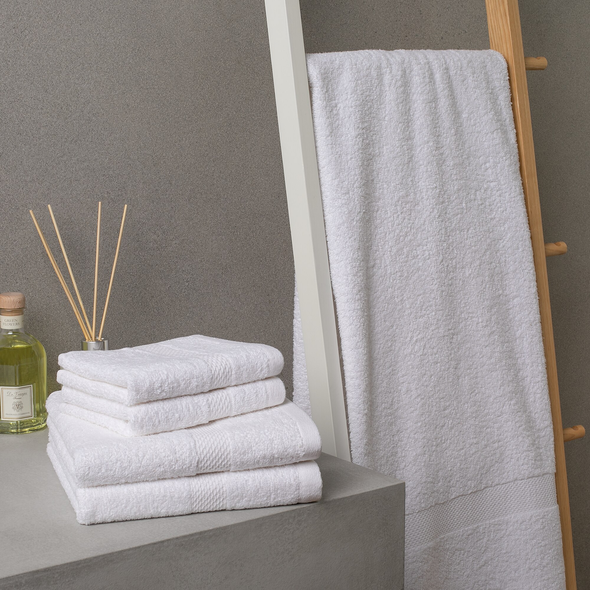 Conjunto de 5 Toalhas de Algodão 450 g/m2 Basic Branco-4