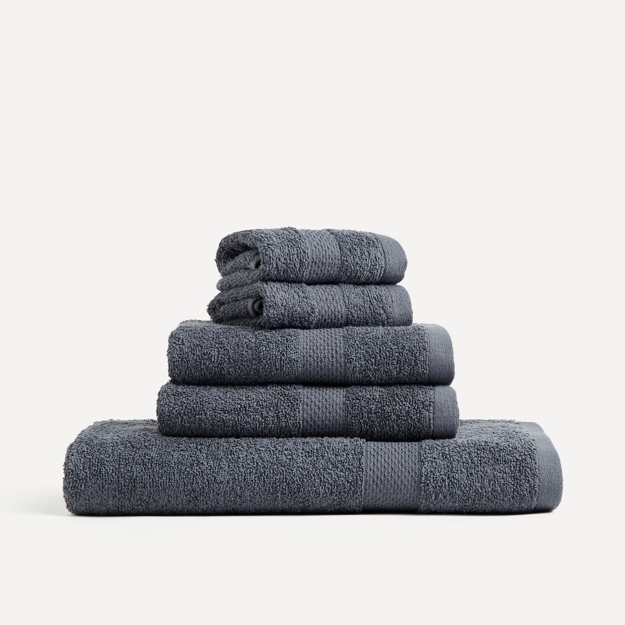 Conjunto de 5 toalhas de algodão 450 g/m2 Basic Antracite-5