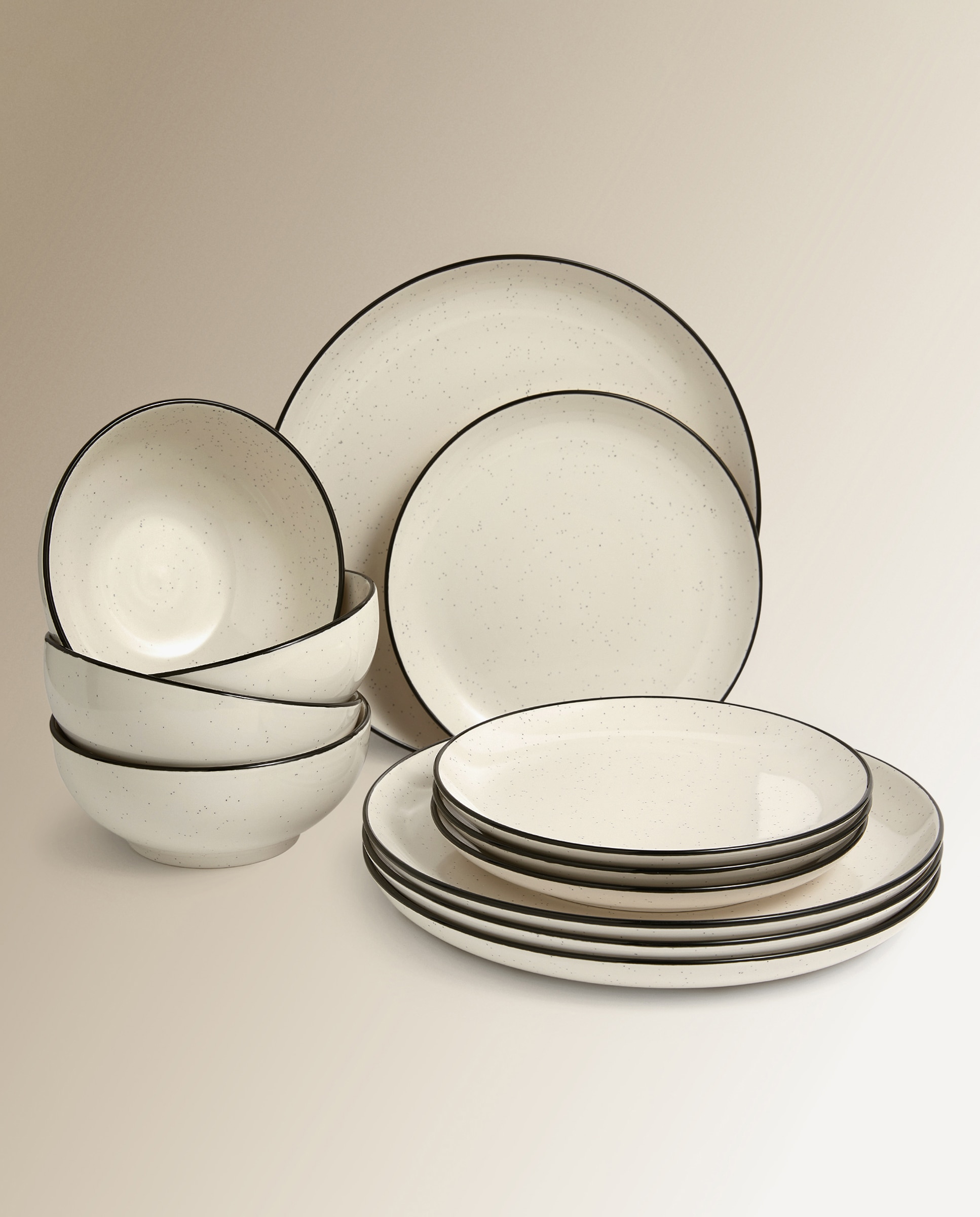 Serviço de Mesa de 12 Peças Évora - Preto Preto-1