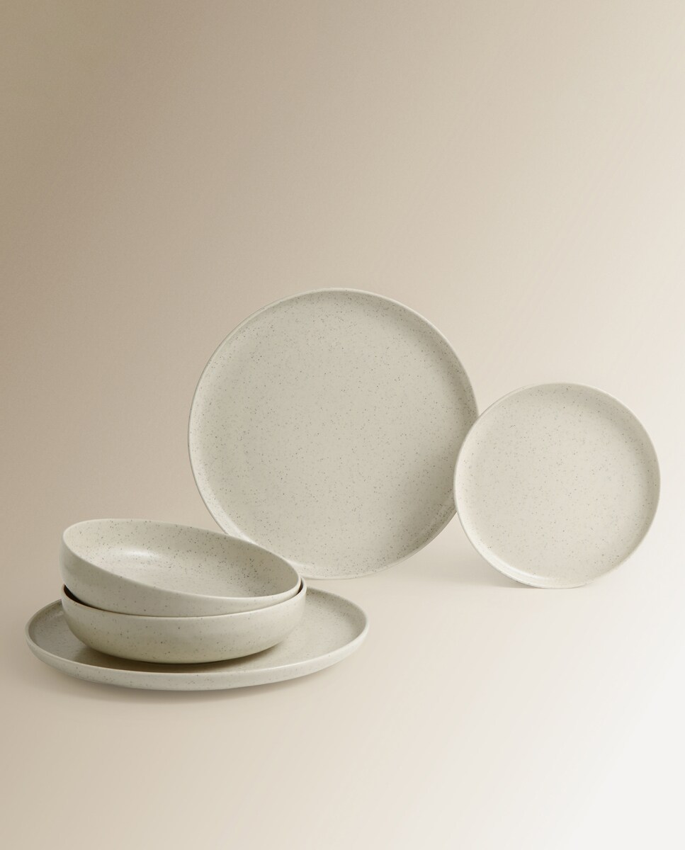 Vajilla de 12 piezas de cerámica Oporto Basics El Corte Inglés Beige-1