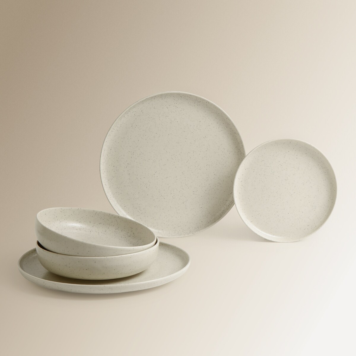 Vajilla de 12 piezas de cerámica Oporto Basics El Corte Inglés Beige-2