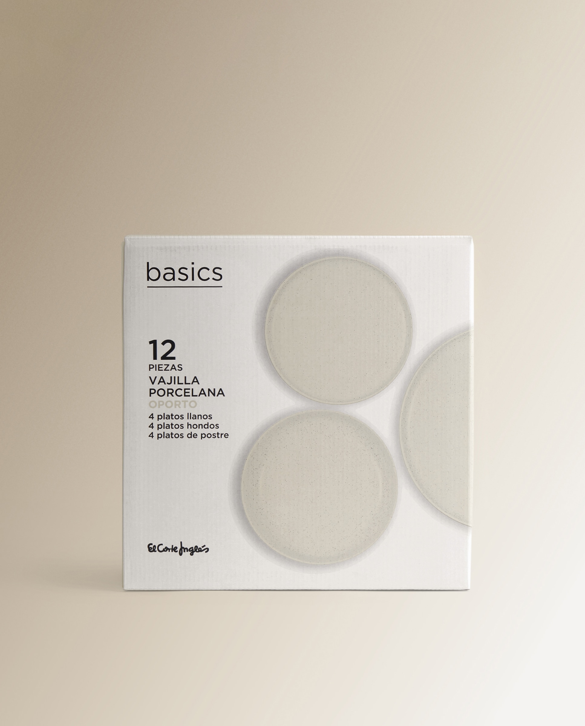 Serviço de mesa de 12 peças em cerâmica Oporto Basics El Corte Inglés Bege-5