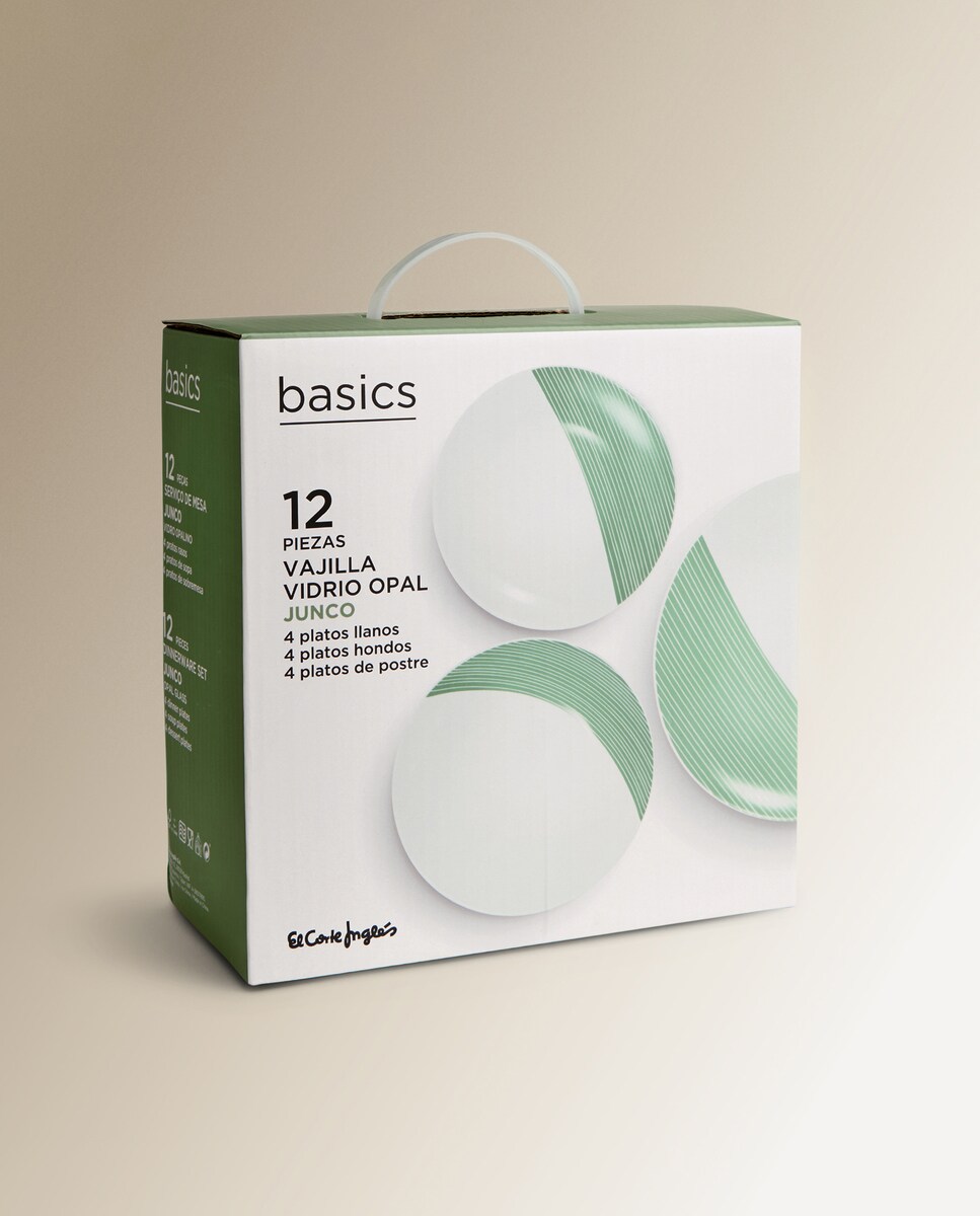 Vajilla de 12 piezas de vidrio Junco Basics El Corte Inglés Multicolor-6