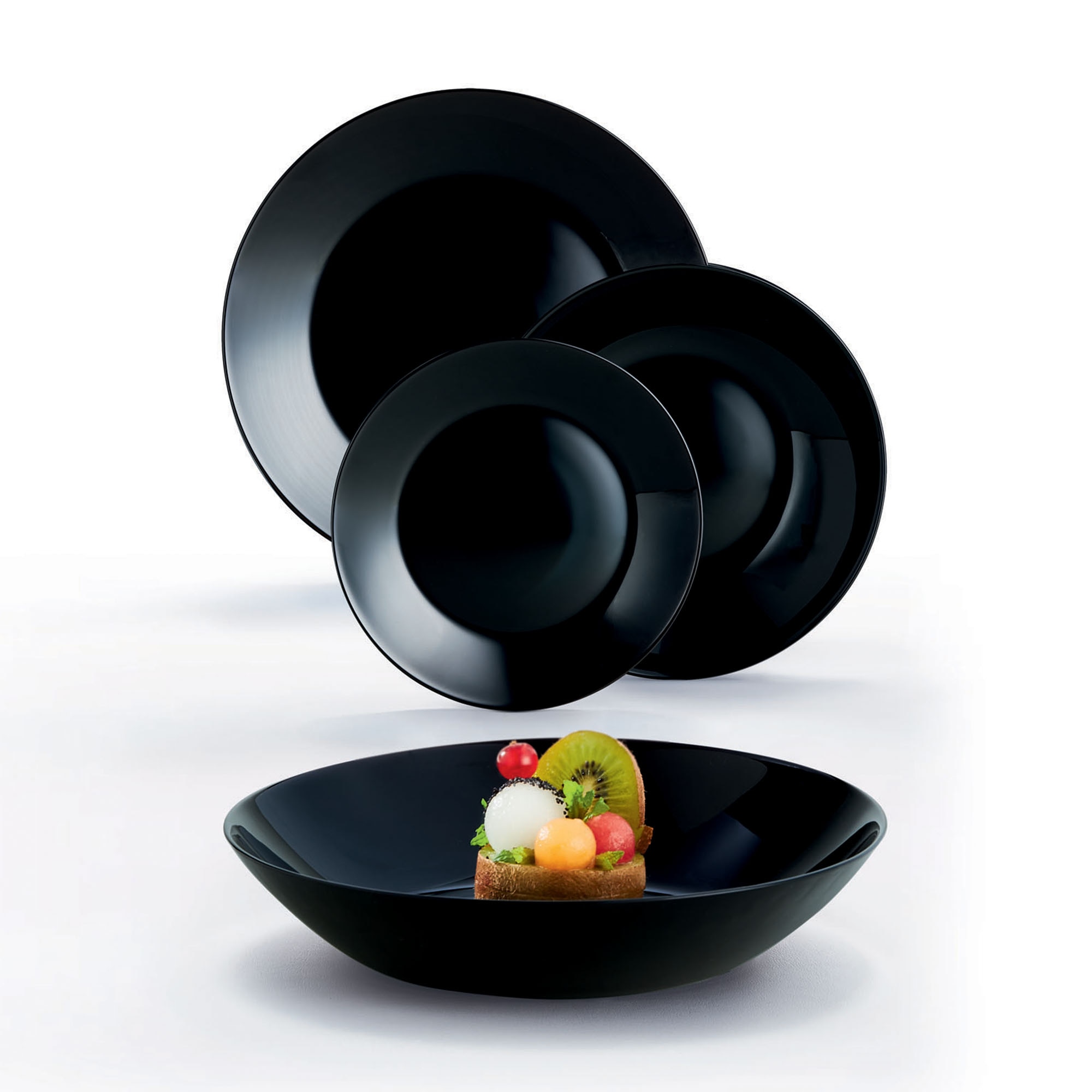 Vajilla 18 piezas de vidrio opal Zelie Arcopal Negro-2