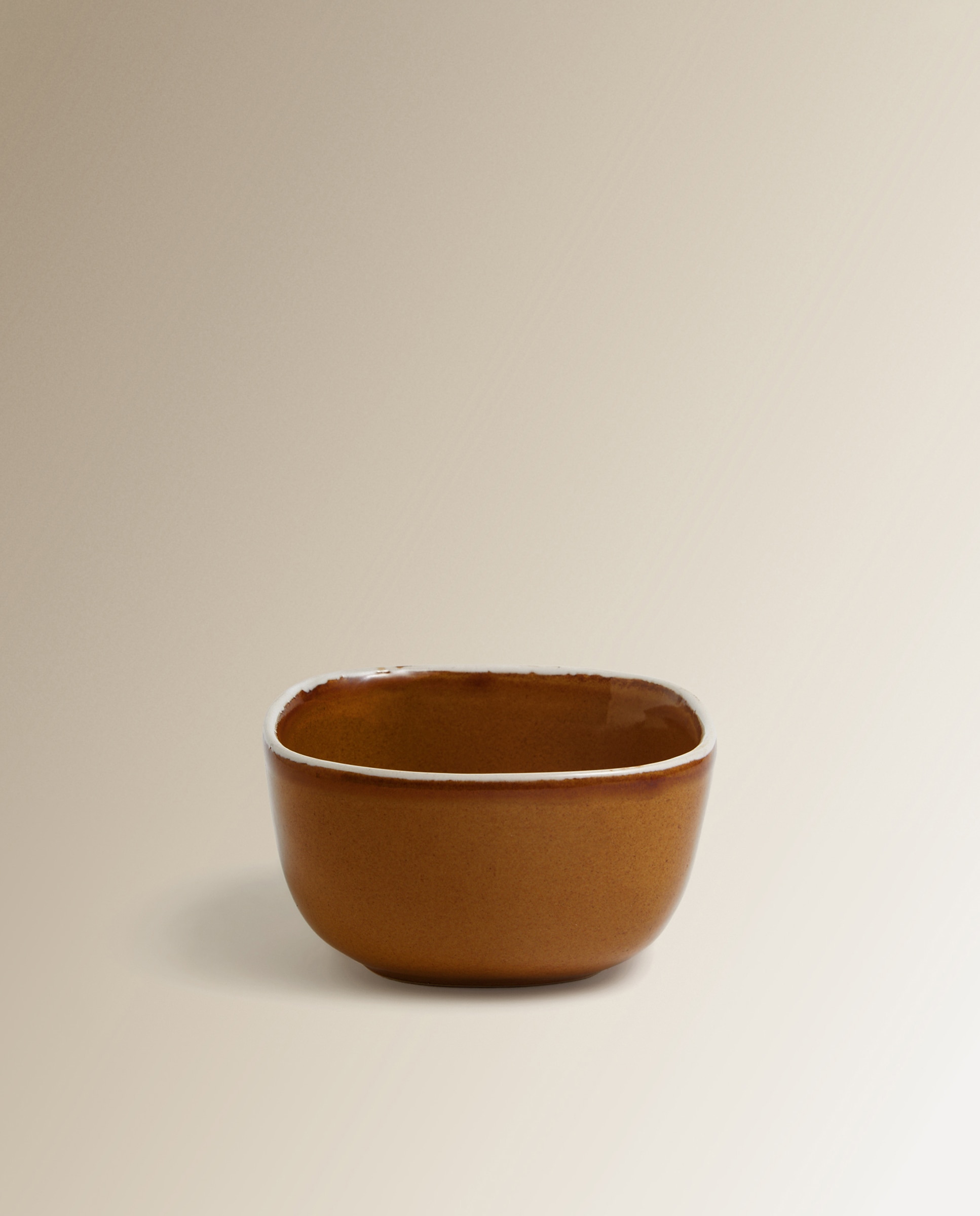 Tigela Quadrada de Cerâmica Electro Castanho-1