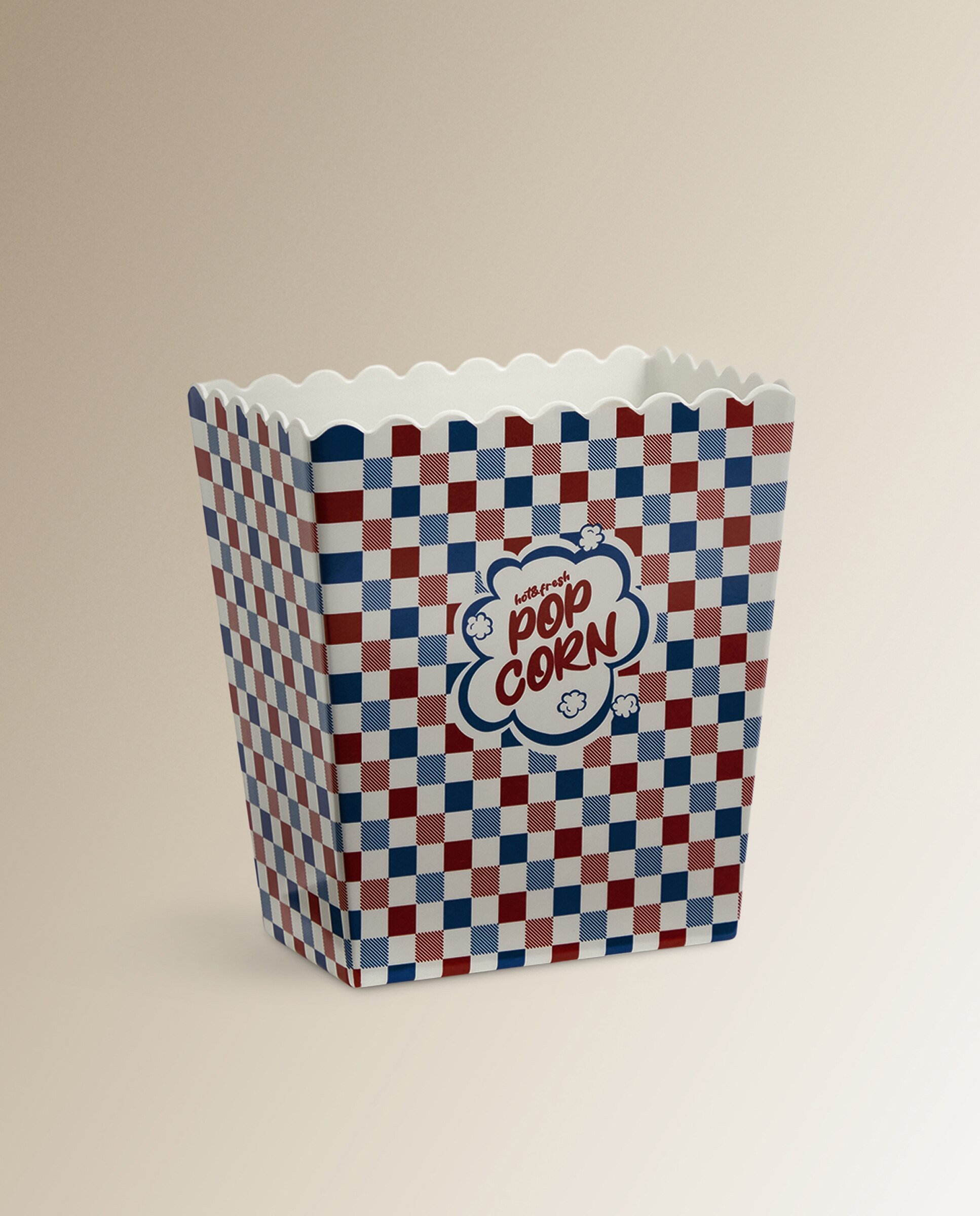 Cubo de palomitas de melamina Cuadros 4 de julio Basics El Corte Inglés Rojo-1