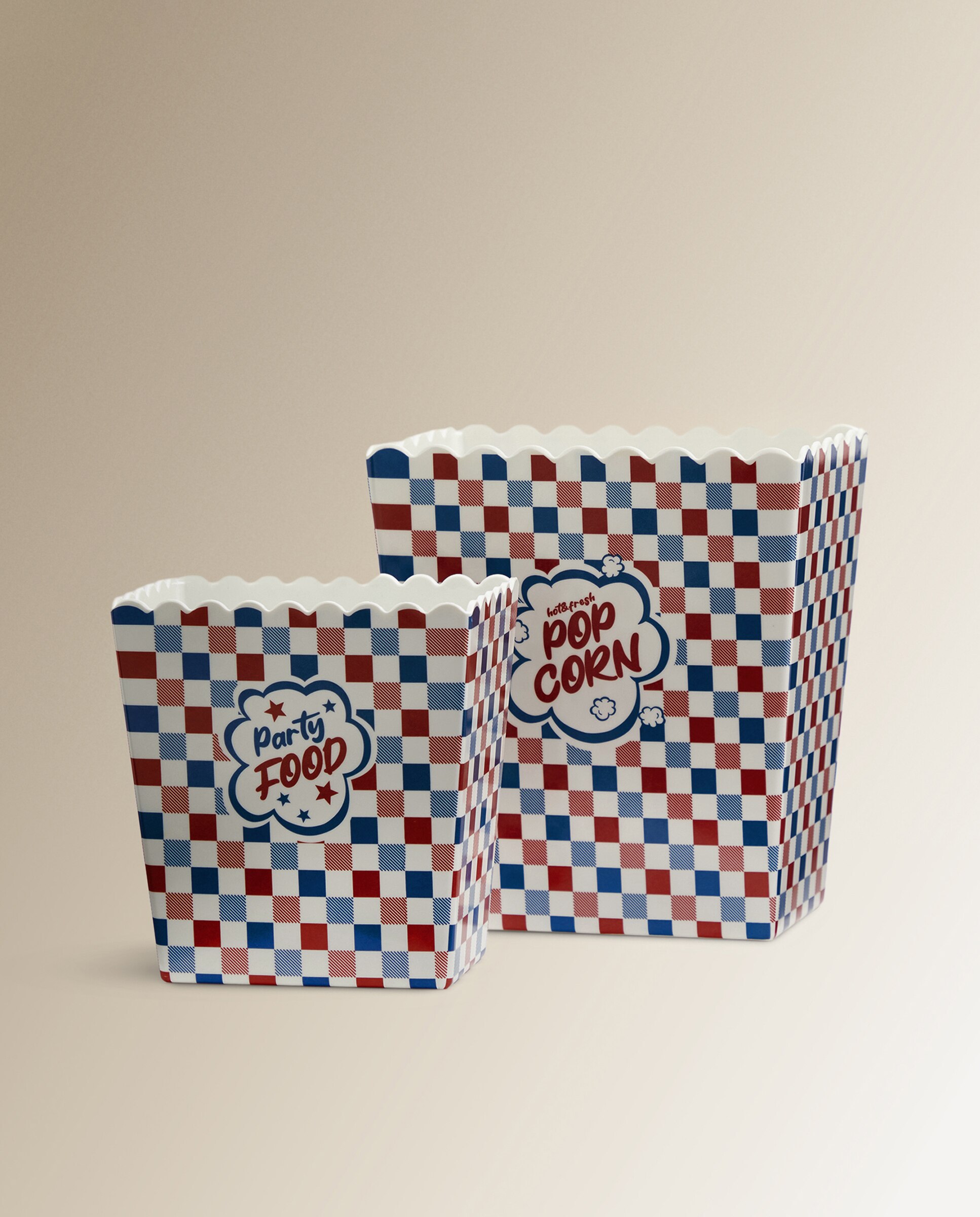 Cubo de palomitas de melamina Cuadros 4 de julio Basics El Corte Inglés Rojo-4