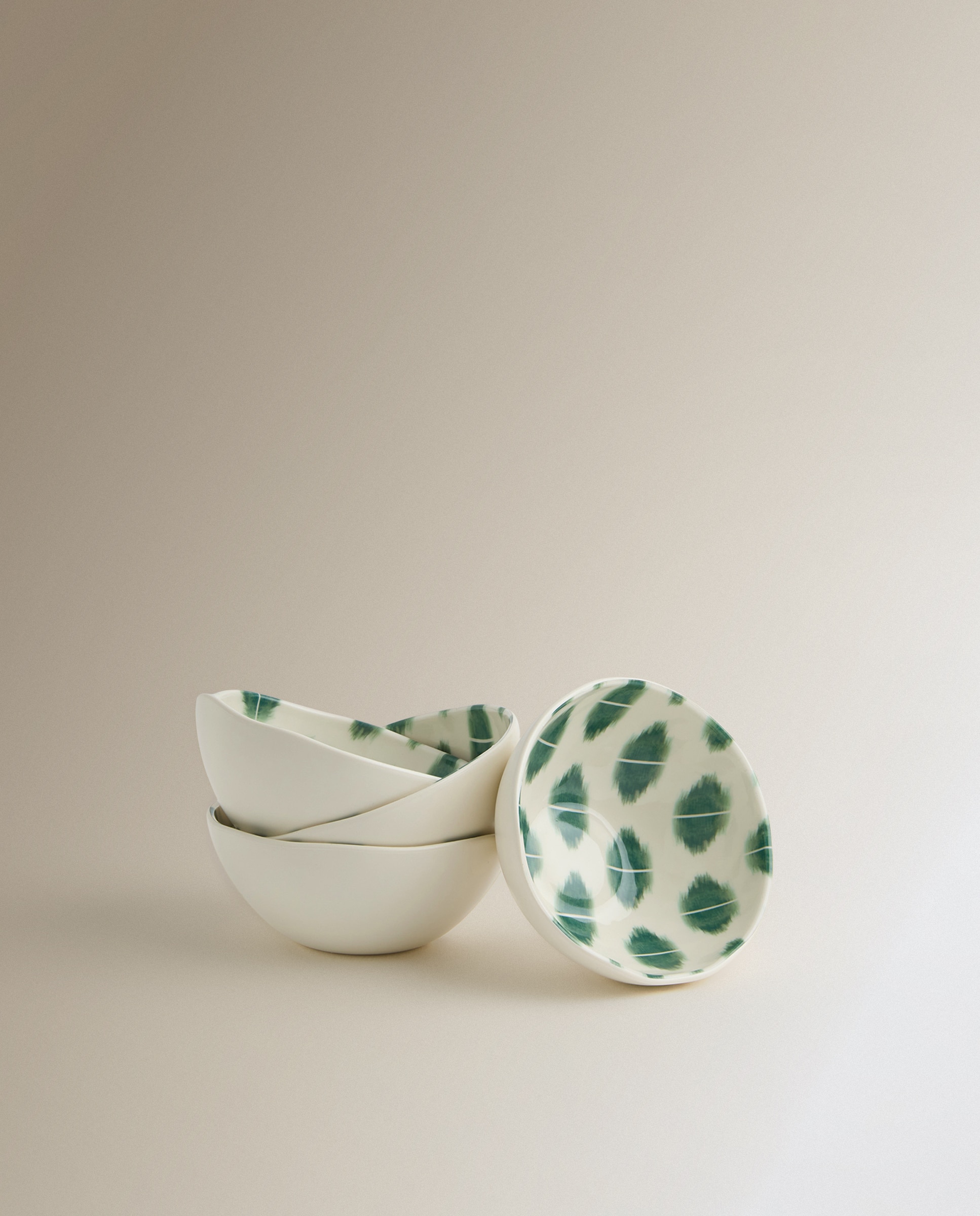 Conjunto de 4 tigelas de melamina para exterior Ikat Verde-3
