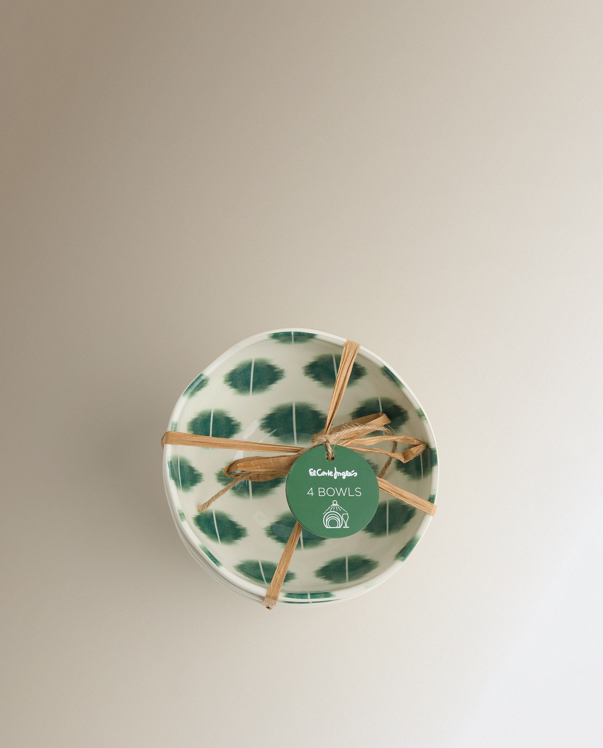 Conjunto de 4 tigelas de melamina para exterior Ikat Verde-5