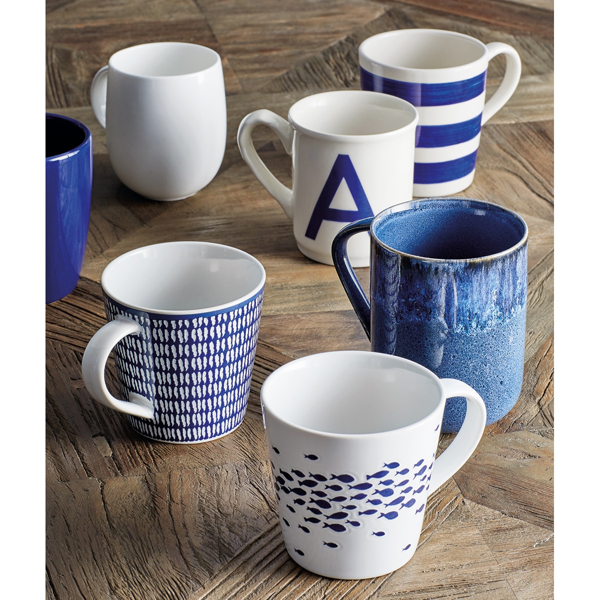 Caneca Alfabeto 'A' La Cartuja de Sevilla Branco / Azul-2