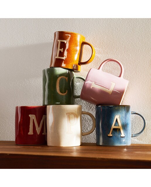 Caneca com Inicial "P" Azul / Branco-5