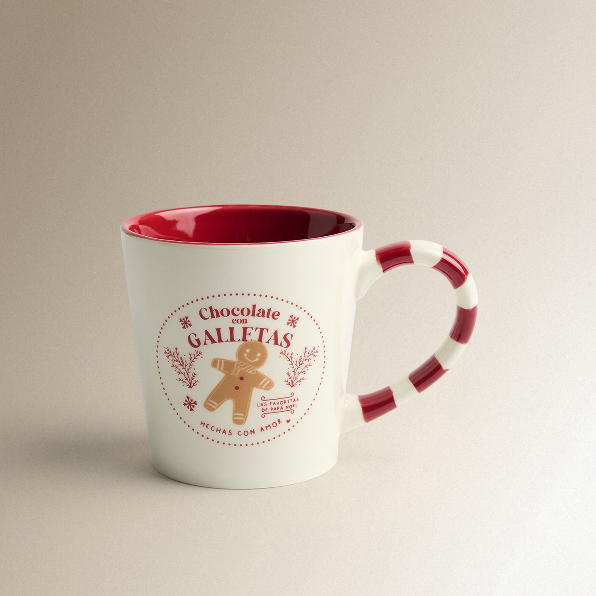 Taza Chocolate Bastón Navidad Rojo-2