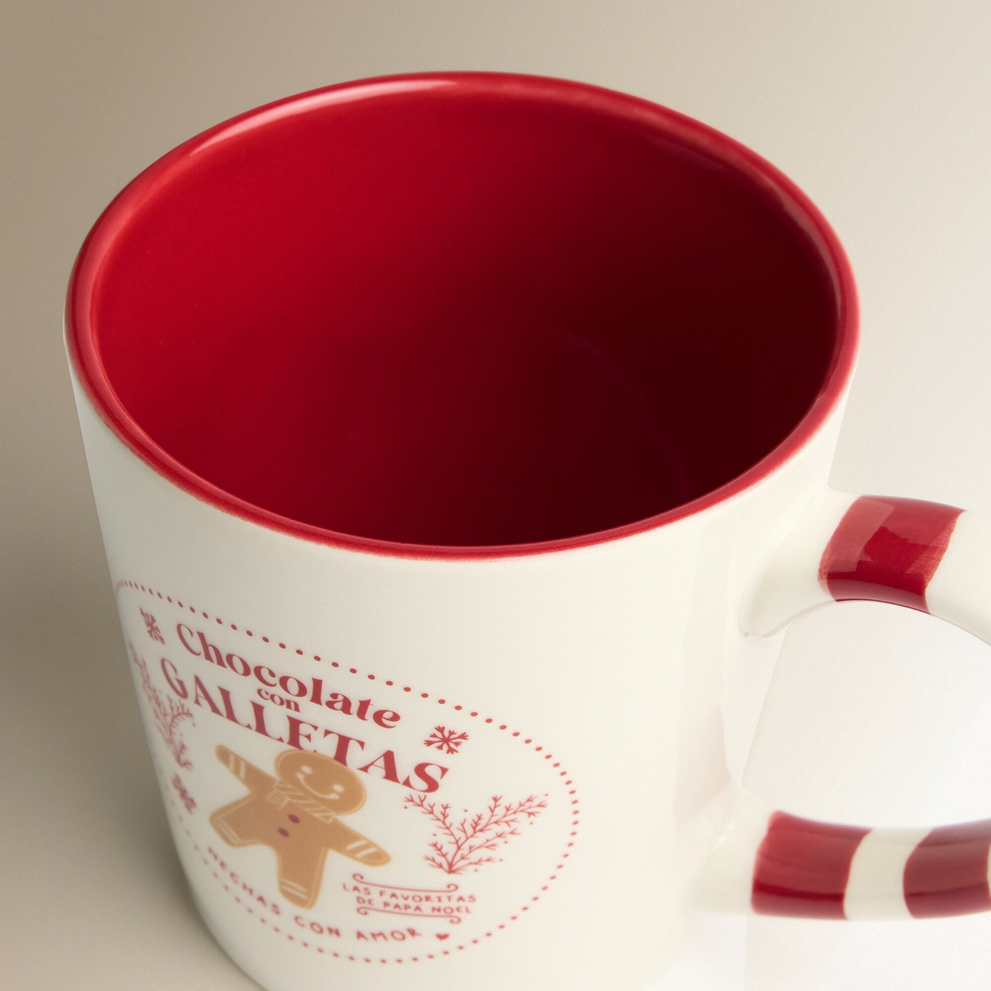 Taza Chocolate Bastón Navidad Rojo-3