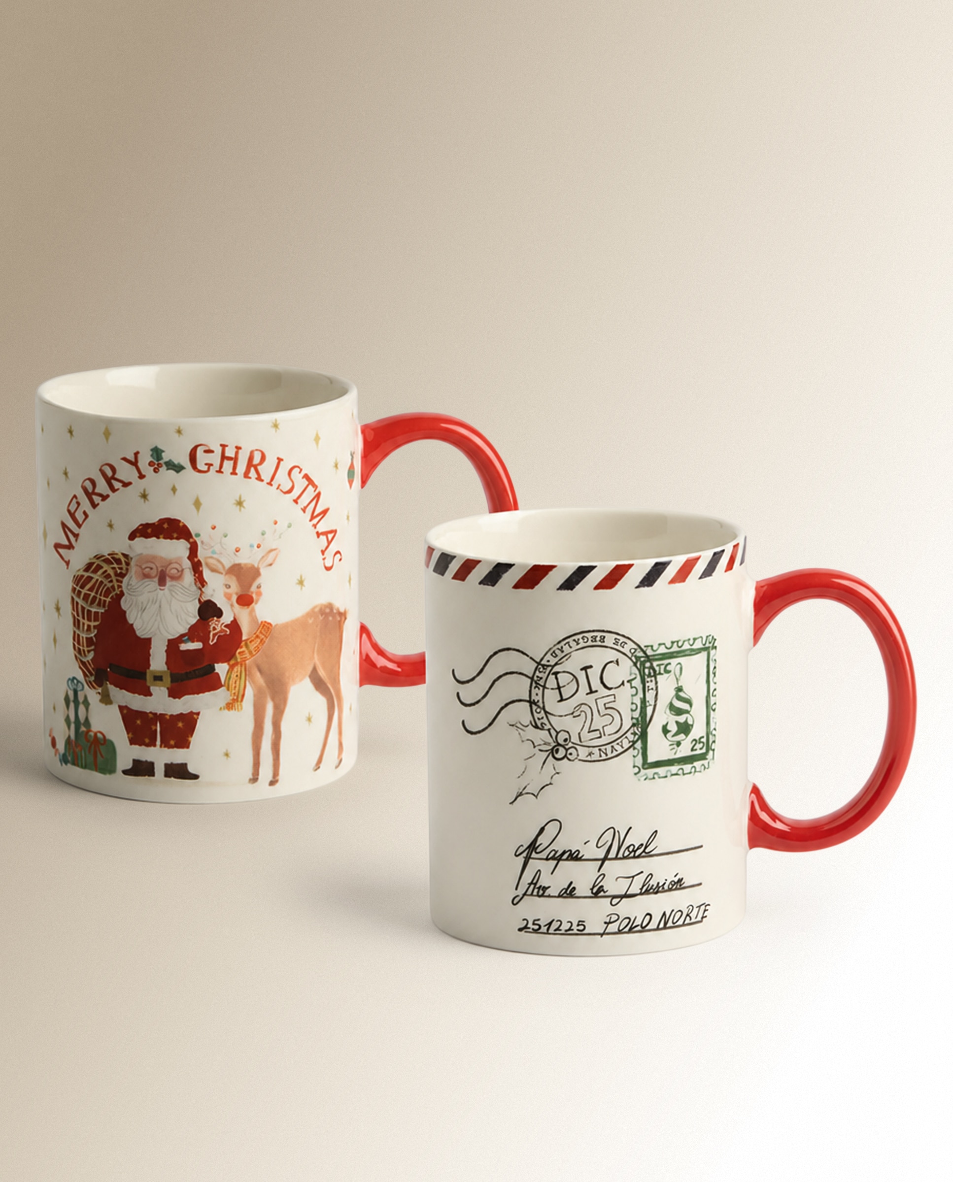 Caneca Pai Natal e Rudolph Natal Vermelho-4