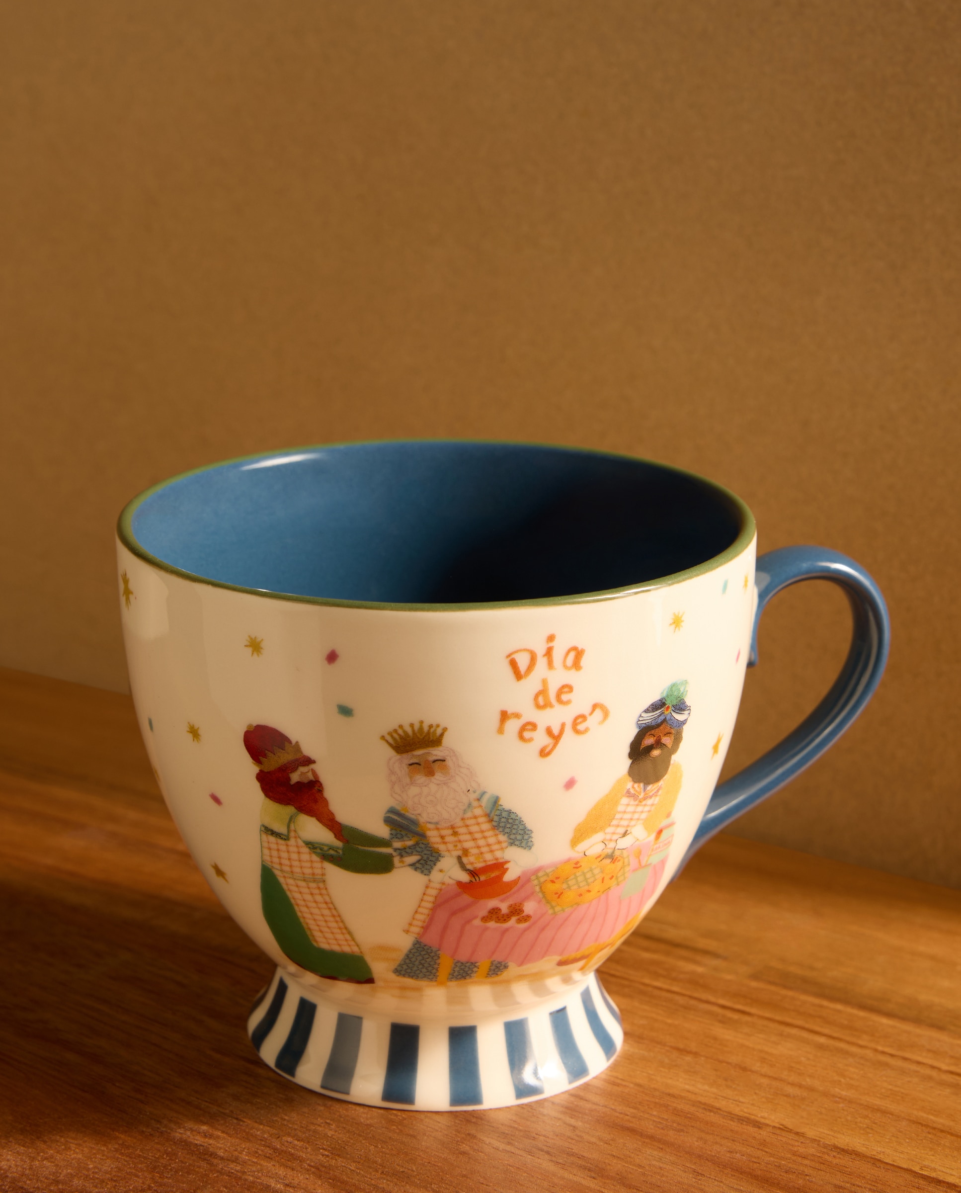 Imagen 0 de Taza de desayuno Reyes Magos Navidad Azul