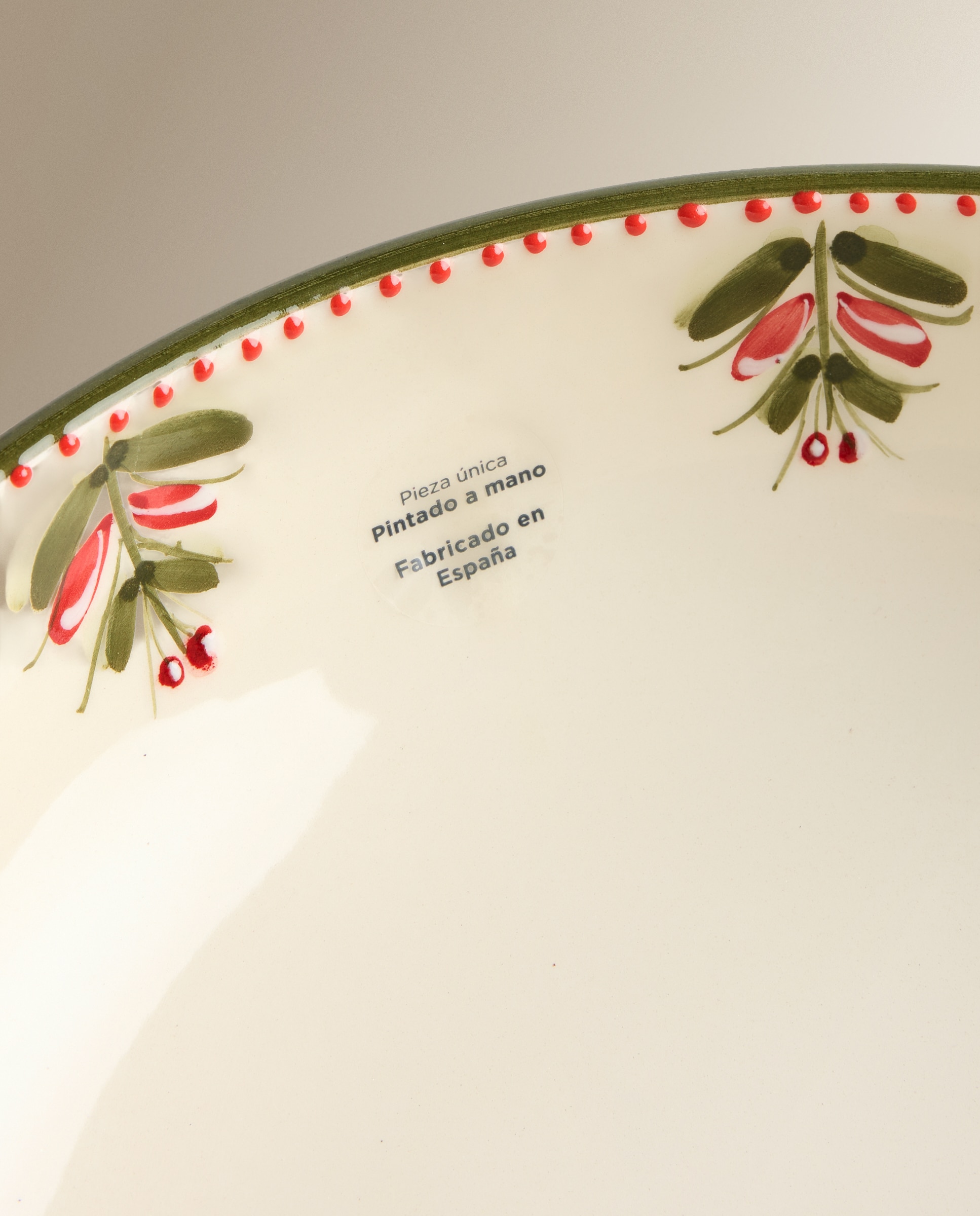 Ensaladera pintada a mano Inverna Navidad - Blanco Blanco-4