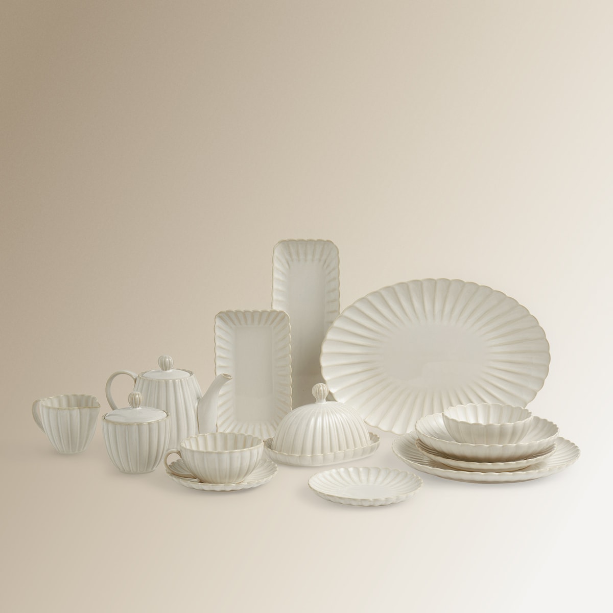 Fuente rectangular Dalia El Corte Inglés Blanco-5