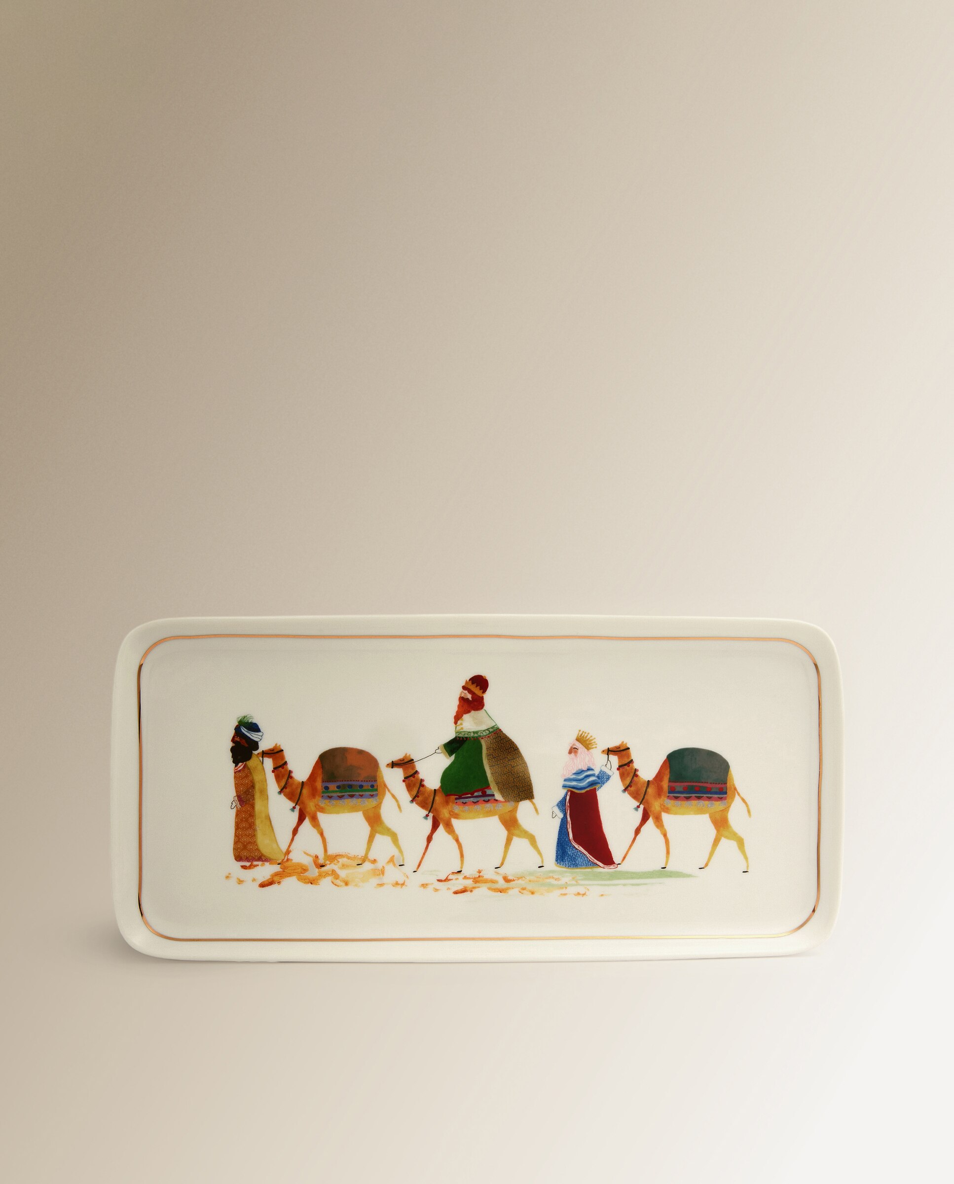 Travessa Retangular Reis Magos Natal Branco-1