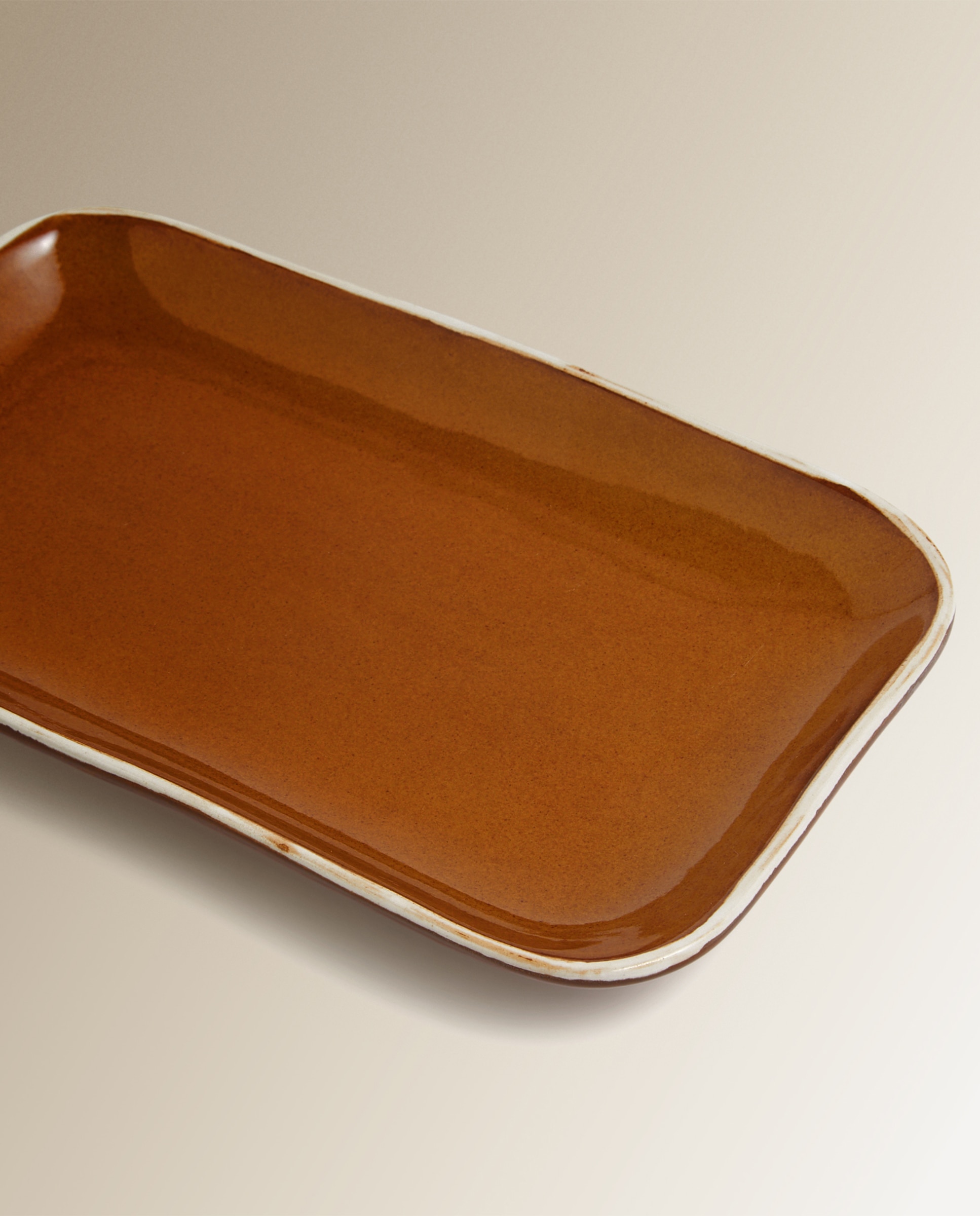 Travessa Retangular de Cerâmica Electro Castanho-3