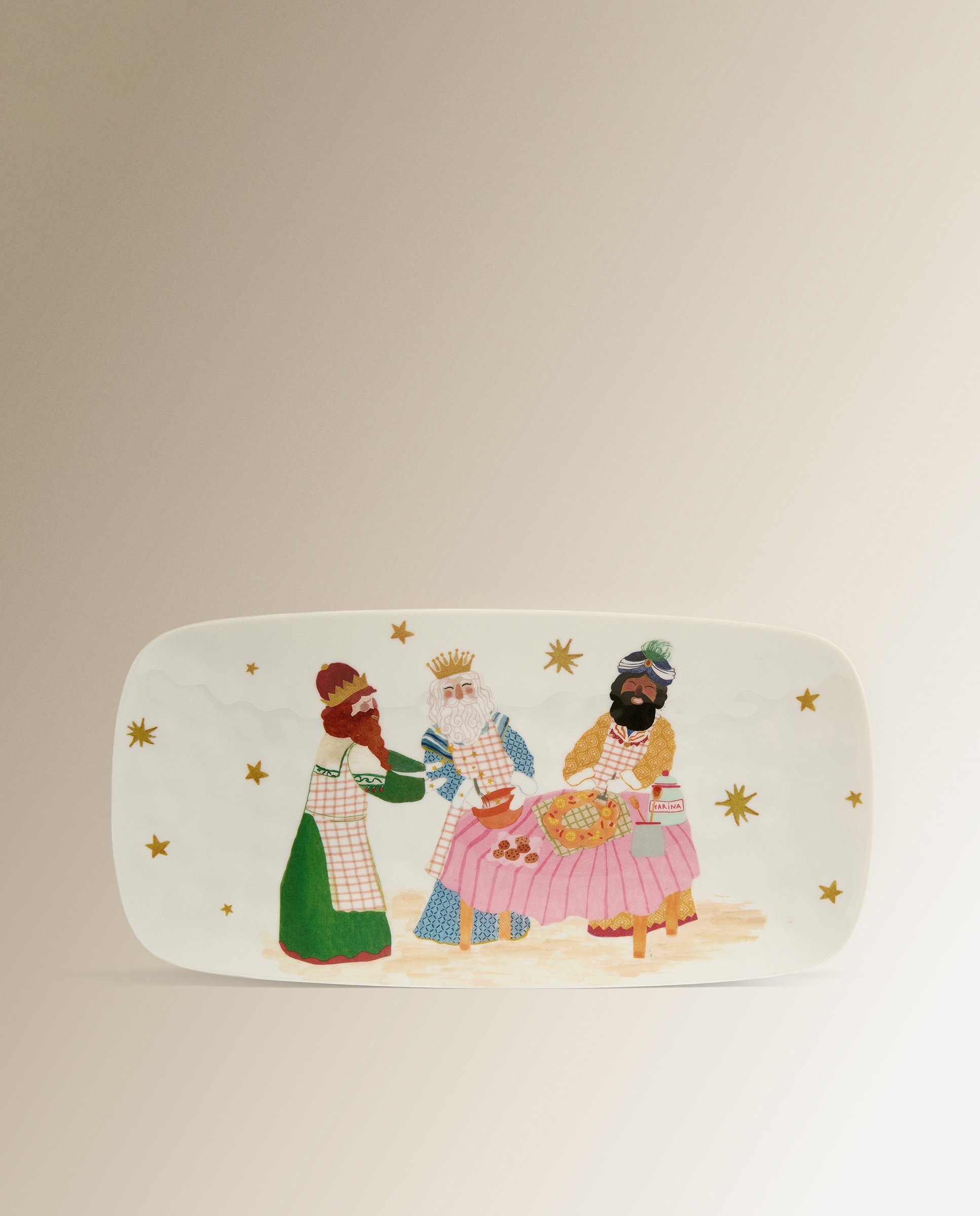 Travessa Retangular de Melamina Reis Magos Natal Multicolor-1