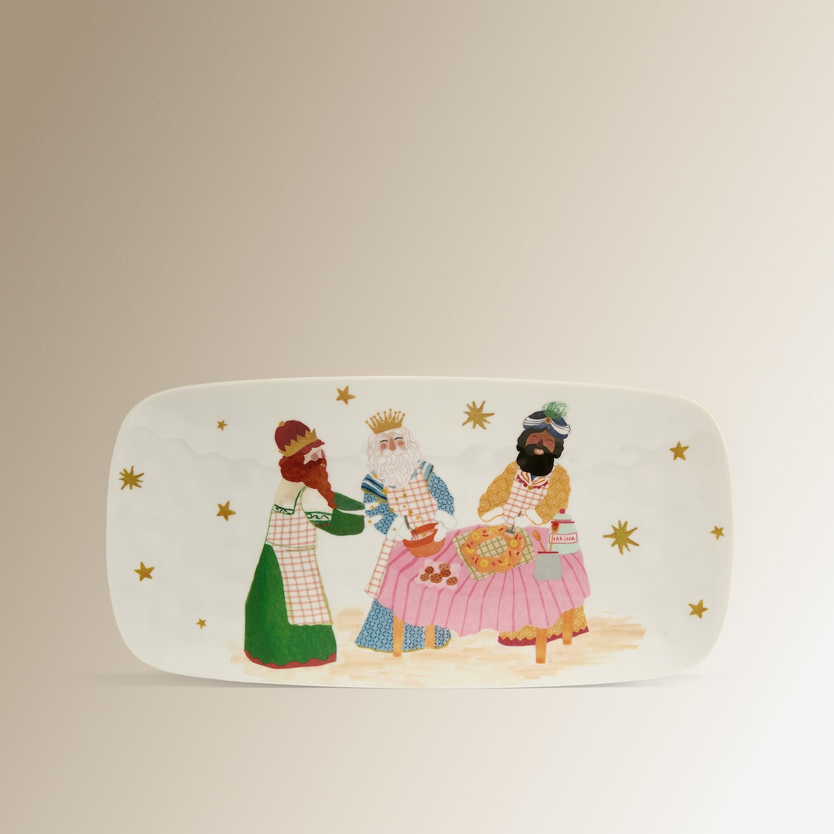 Fuente rectangular de melamina Reyes Magos Navidad El Corte Inglés Multicolor-1