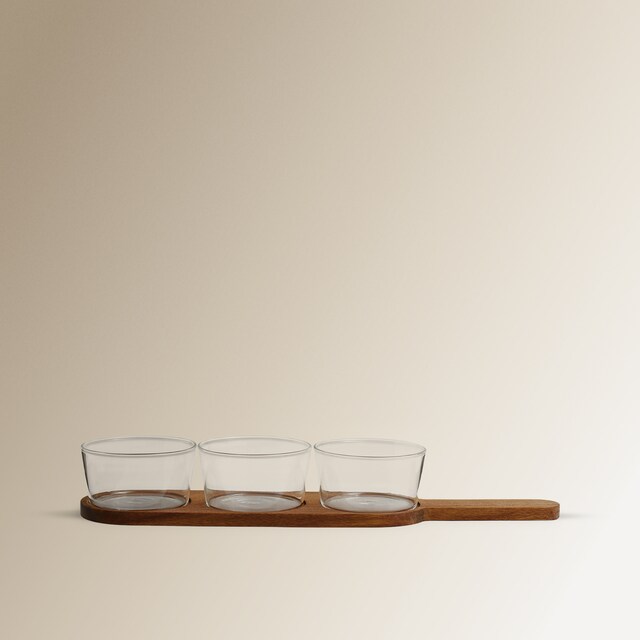 Imagem 0 de Travessa de Madeira com 3 Recipientes para Aperitivos Universal