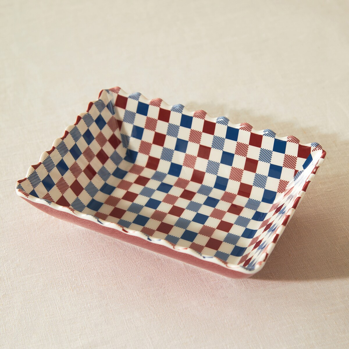 Bandeja de melamina Cuadros 4 de julio Basics El Corte Inglés Rojo-2