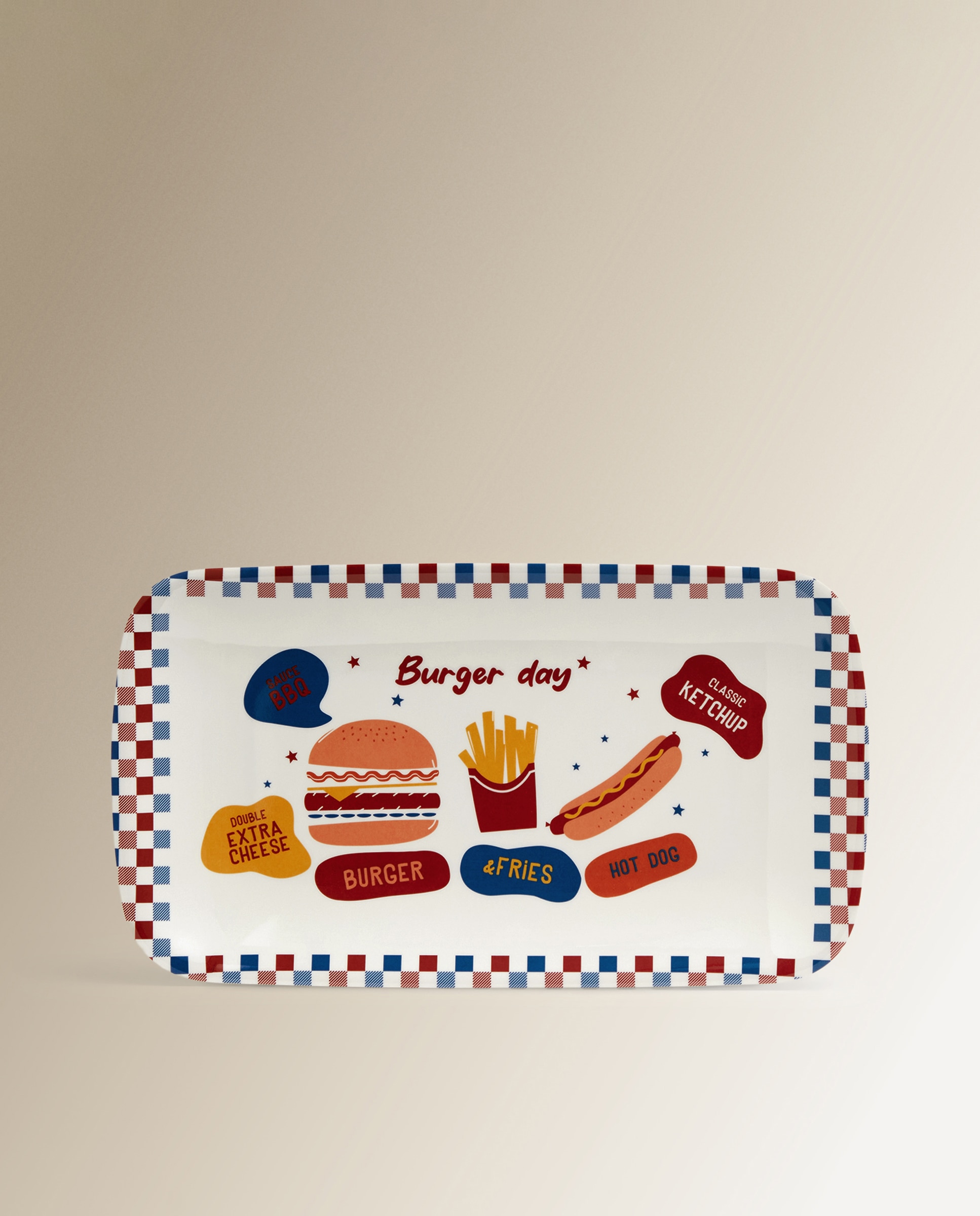 Bandeja de melamina Burguer 4 de julio Basics El Corte Inglés Azul-1