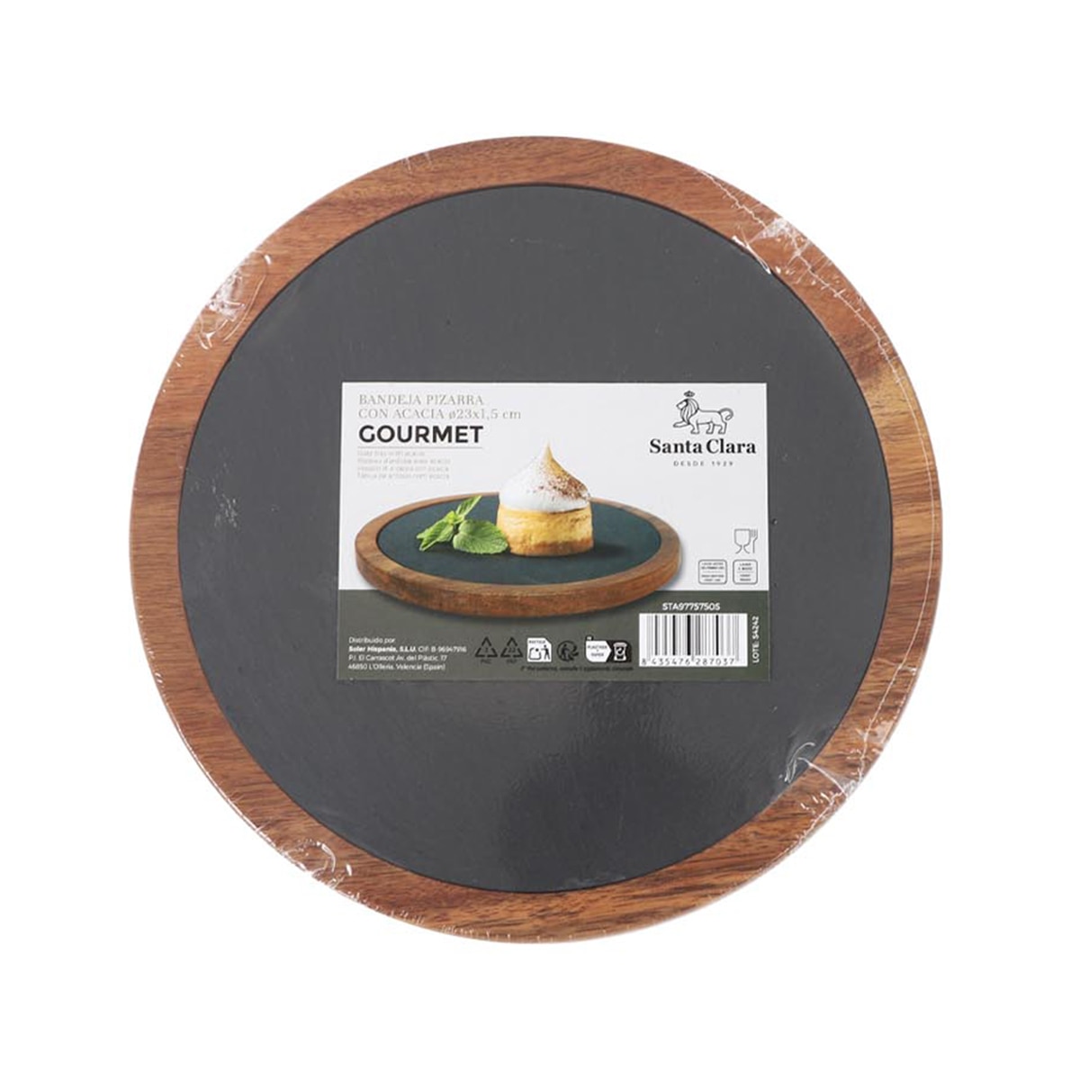 Fuente redonda de aperitivo de pizarra Gourmet Santa Clara Negro-3