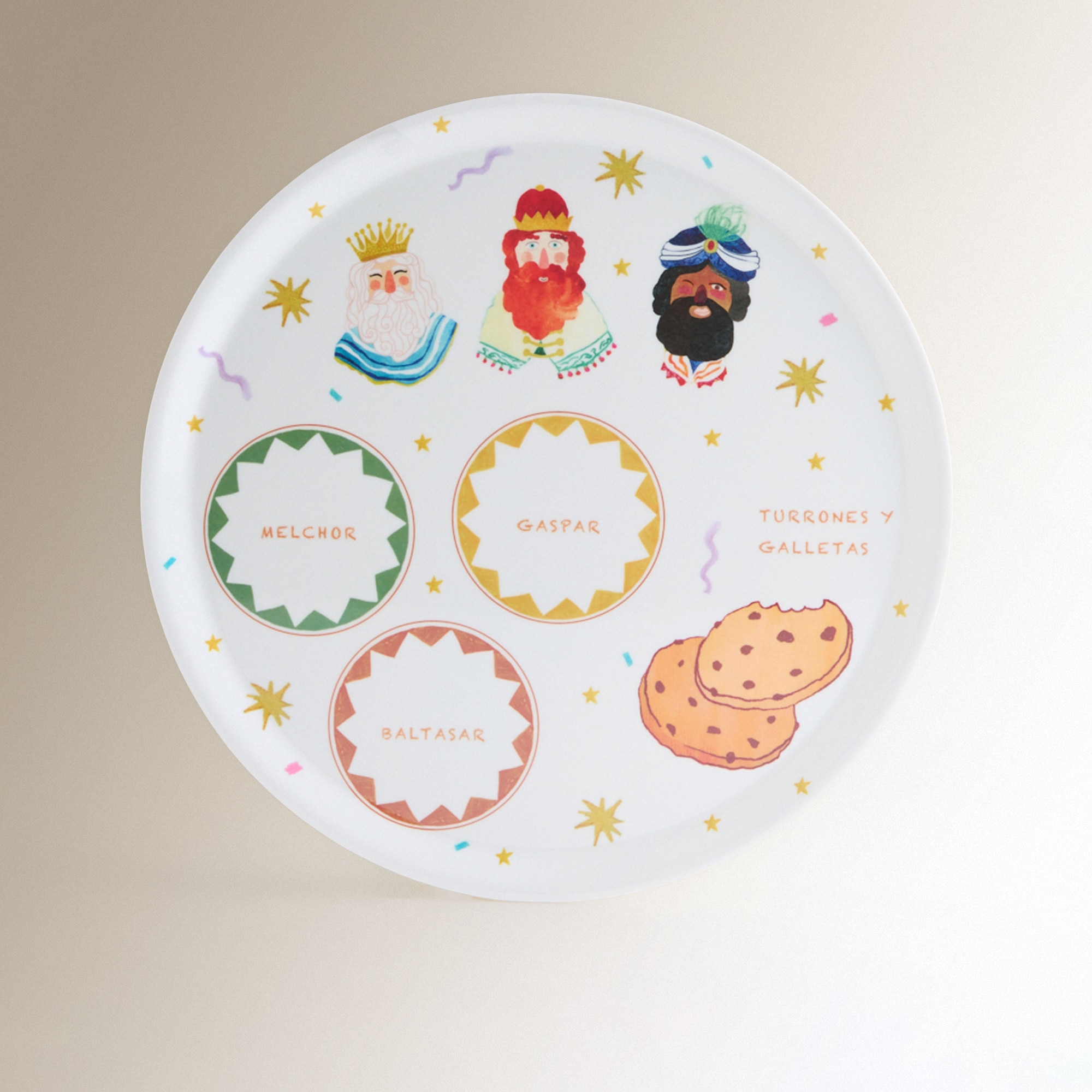 Travessa Redonda de Melamina para os Reis Magos Natal Multicolor-2