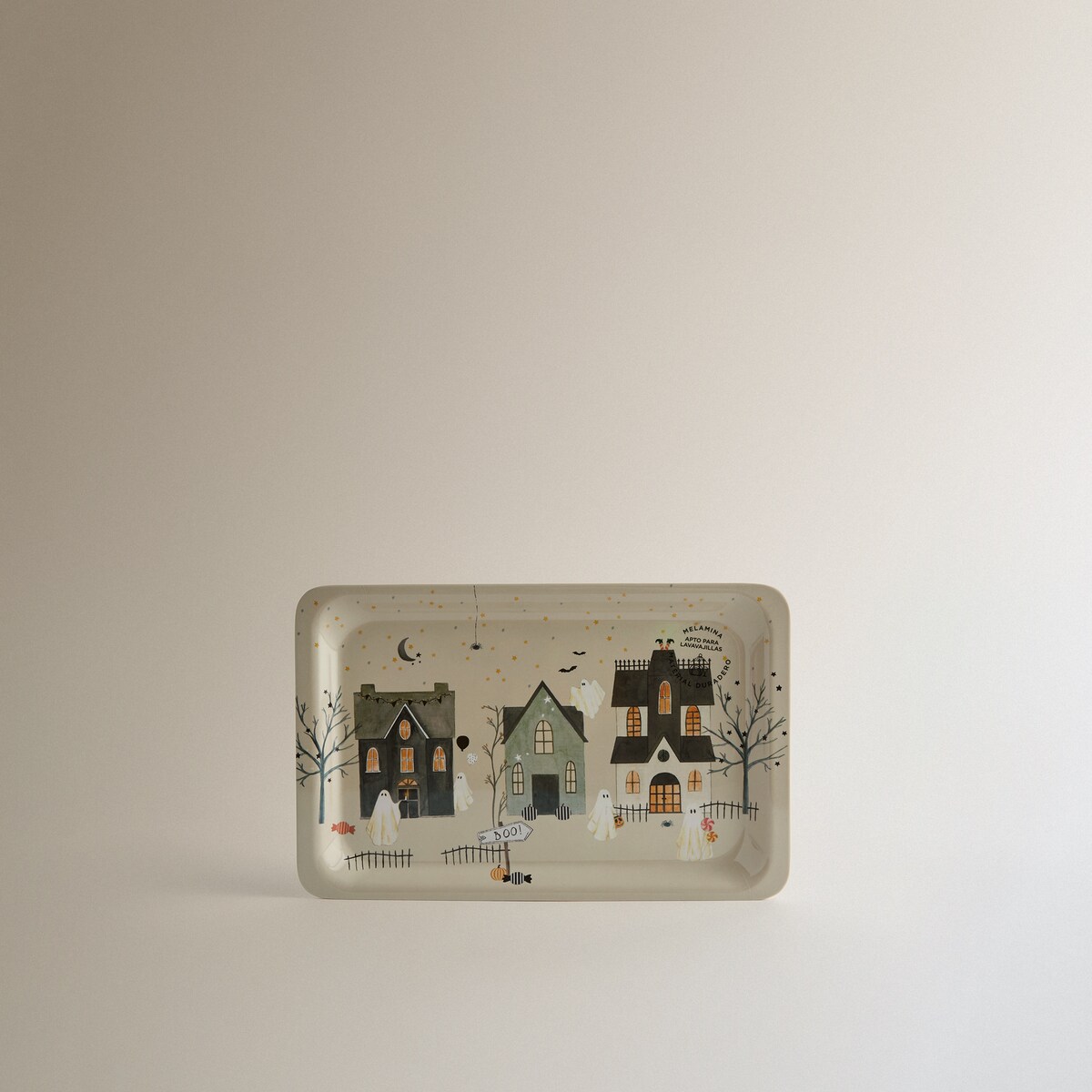 Fuente de melamina Casitas Ghost Village Halloween Negro-2